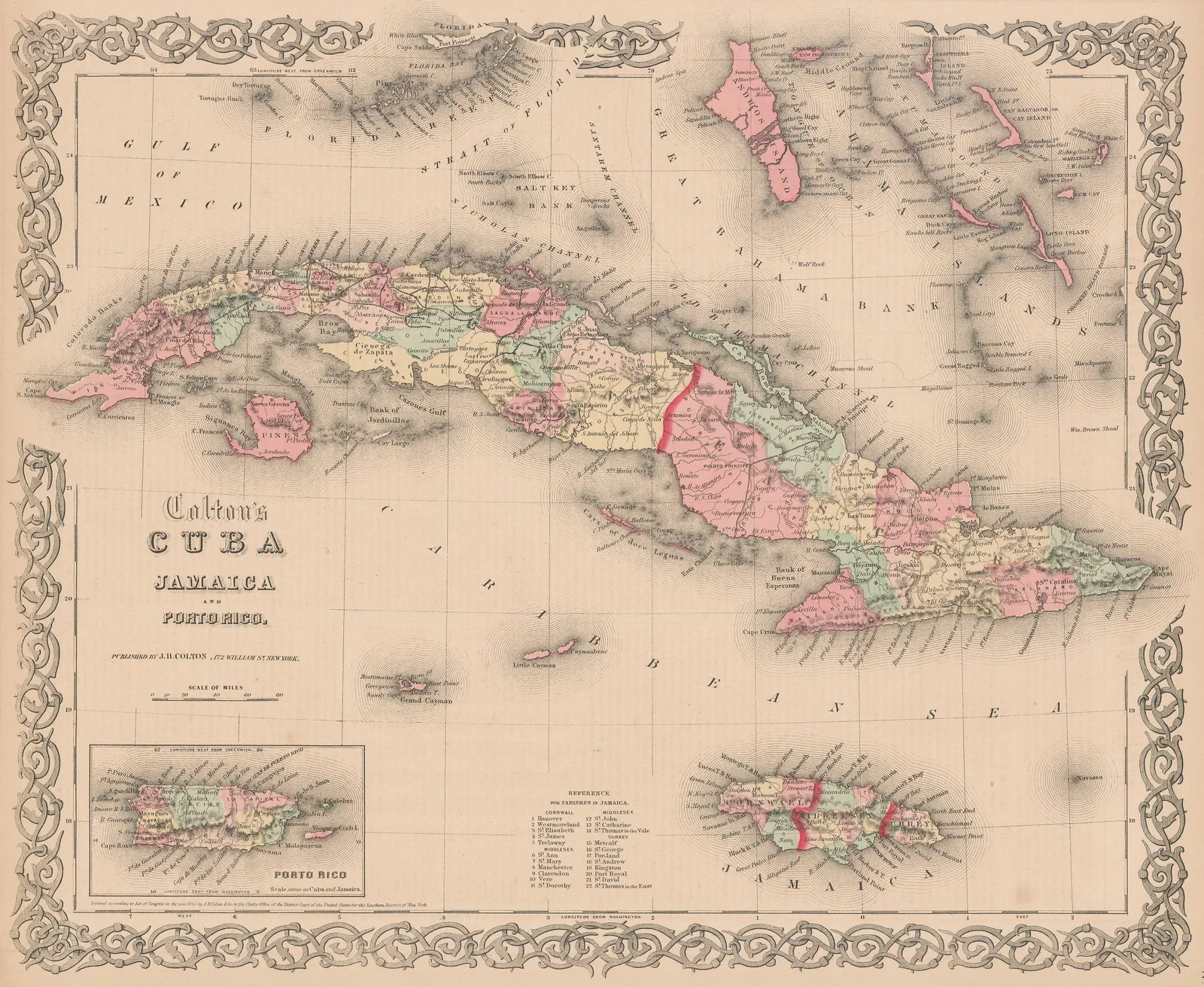Joseph Hutchins Colton, Cuba, Jamaica & Puerto Rico, 1861