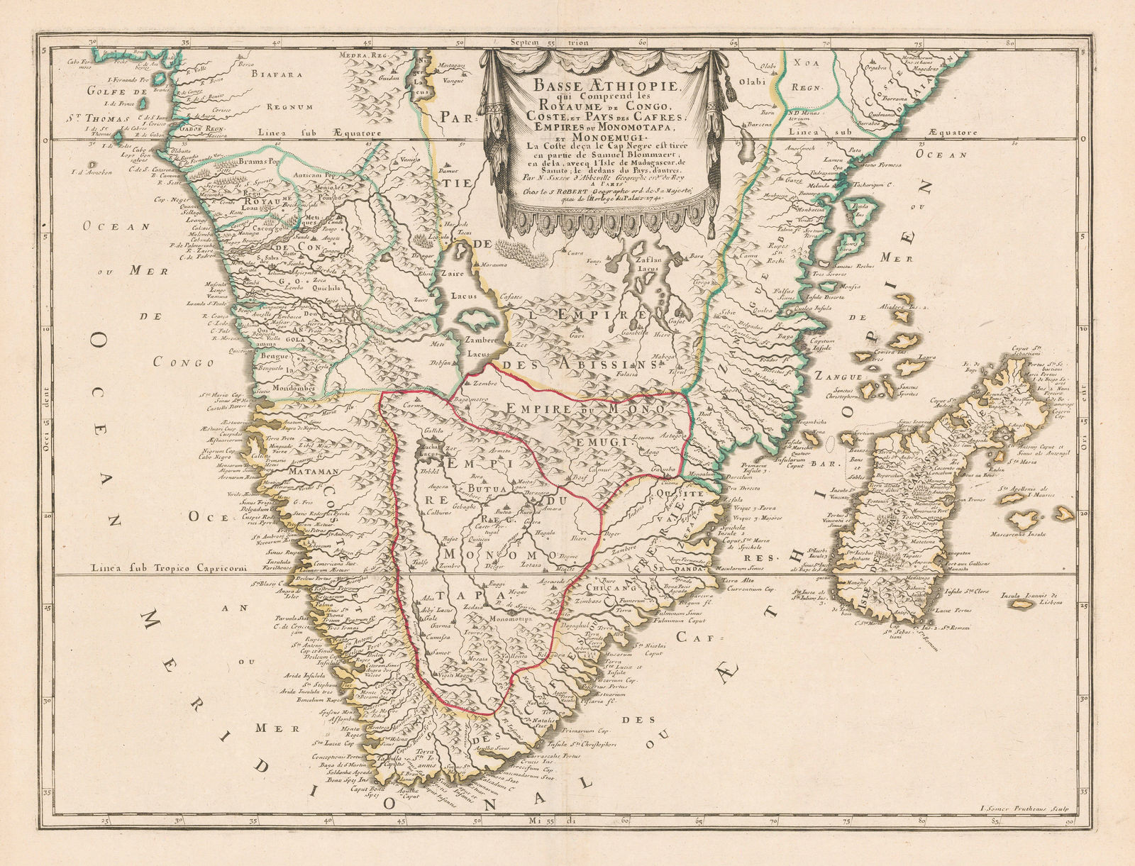 Nicolas Sanson, Southern Africa and Madagascar, 1741