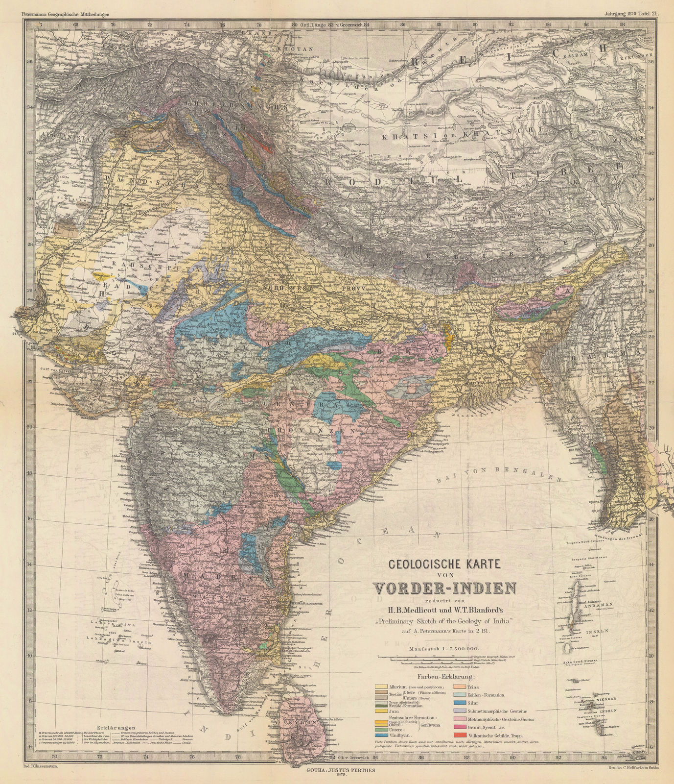 Justus Perthes, Geology of India, 1879