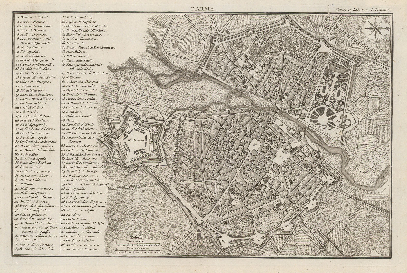 Voyage en Italie, City plan of Parma, 1800 c.