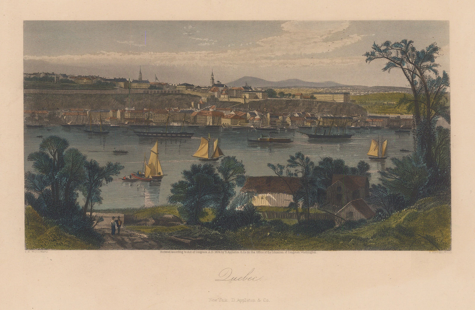 Picturesque America, Quebec - Cap Daimant and Quebec City, 1872