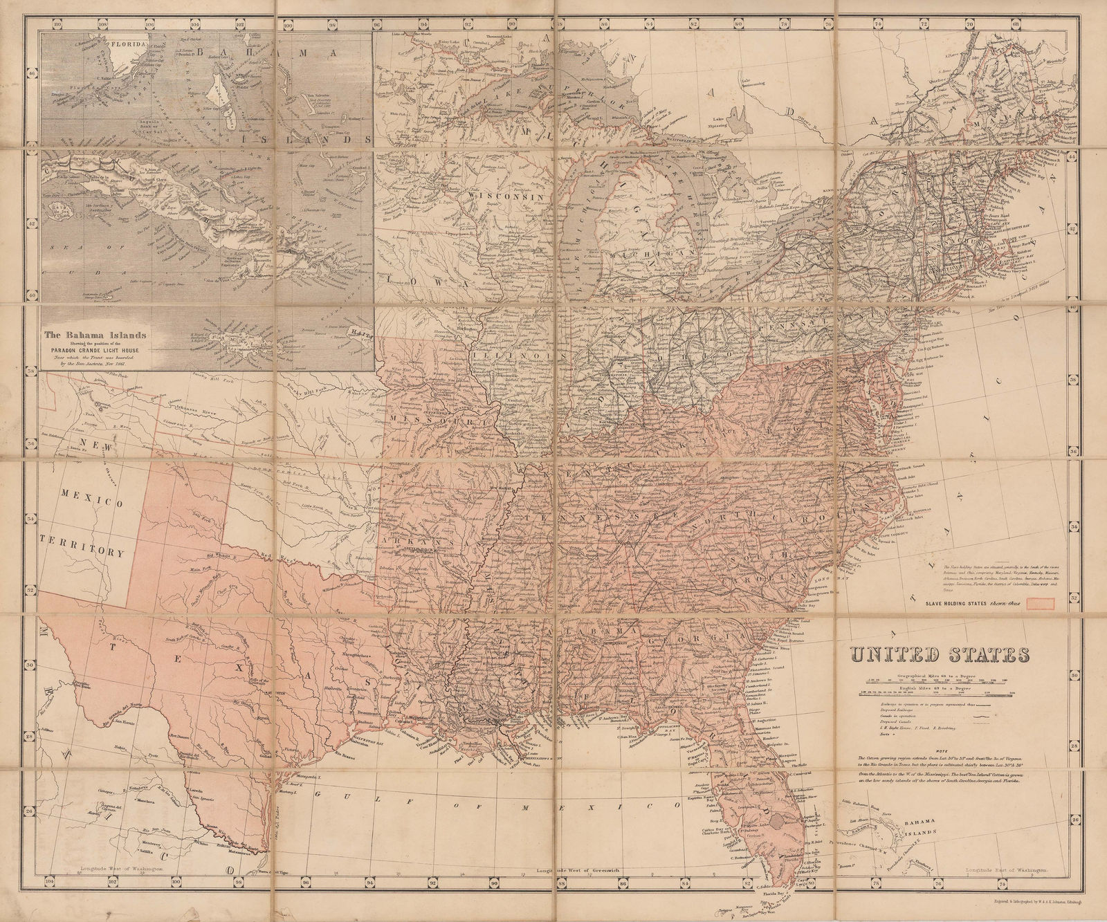 W. & A.K. Johnston, Civil War Map of the United States, 1861