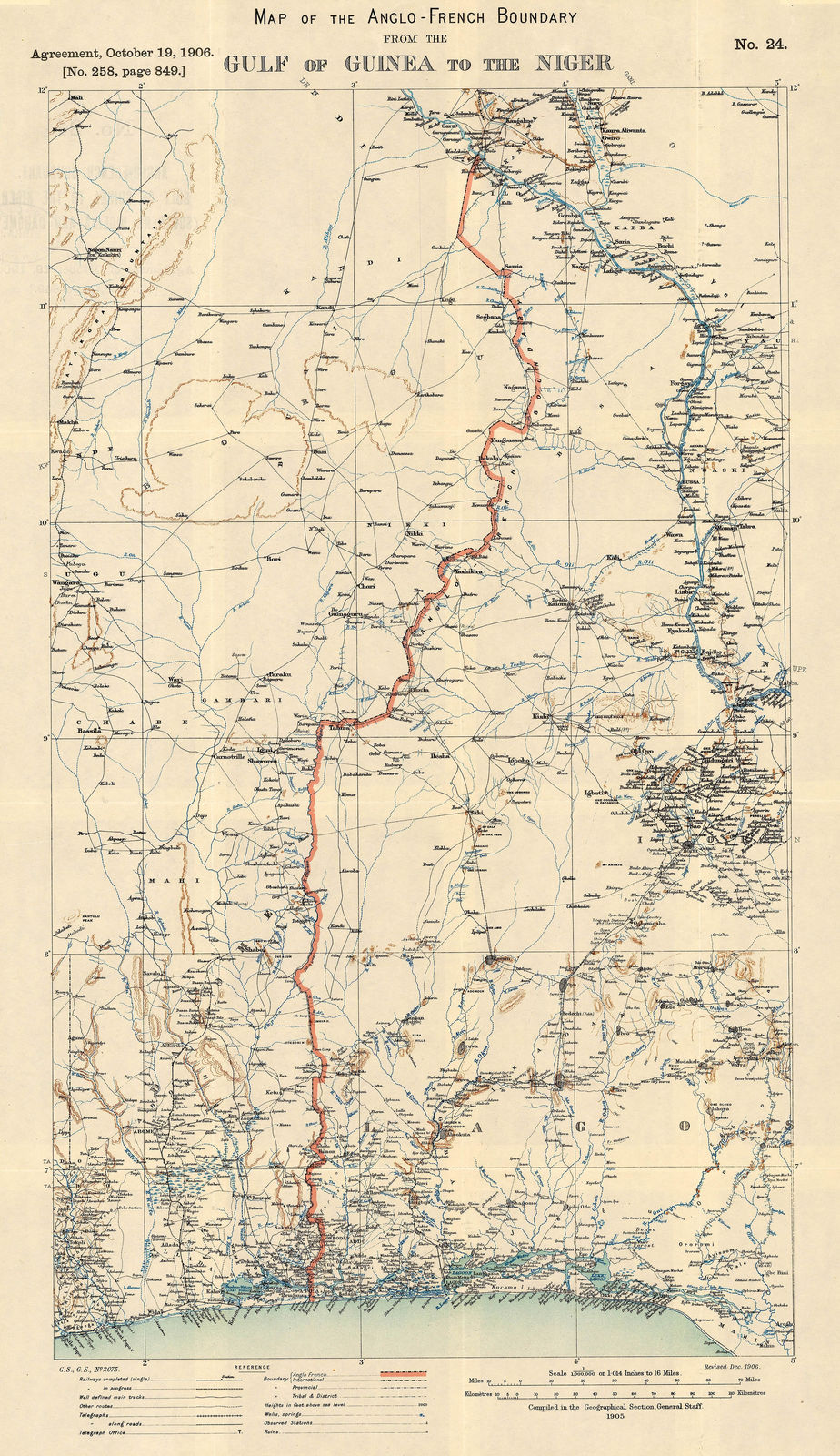 Edward Hertslet, Map of the Anglo-French Boundary from the Gulf of Guinea to the Niger, 1909