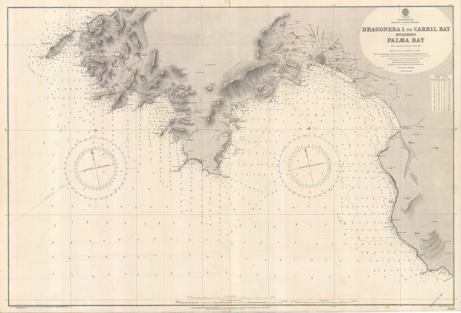 British Admiralty, Dragonera Island to Carril Bay, 1927