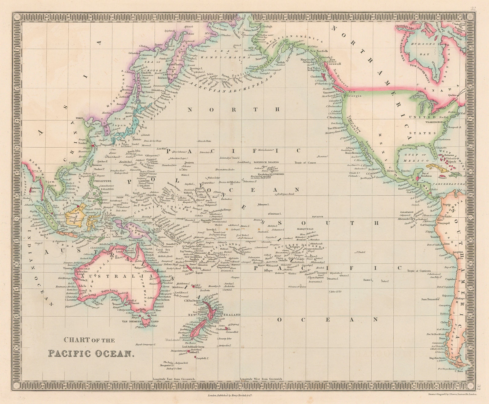 Henry Teesdale, Chart of the Pacific Ocean, 1847