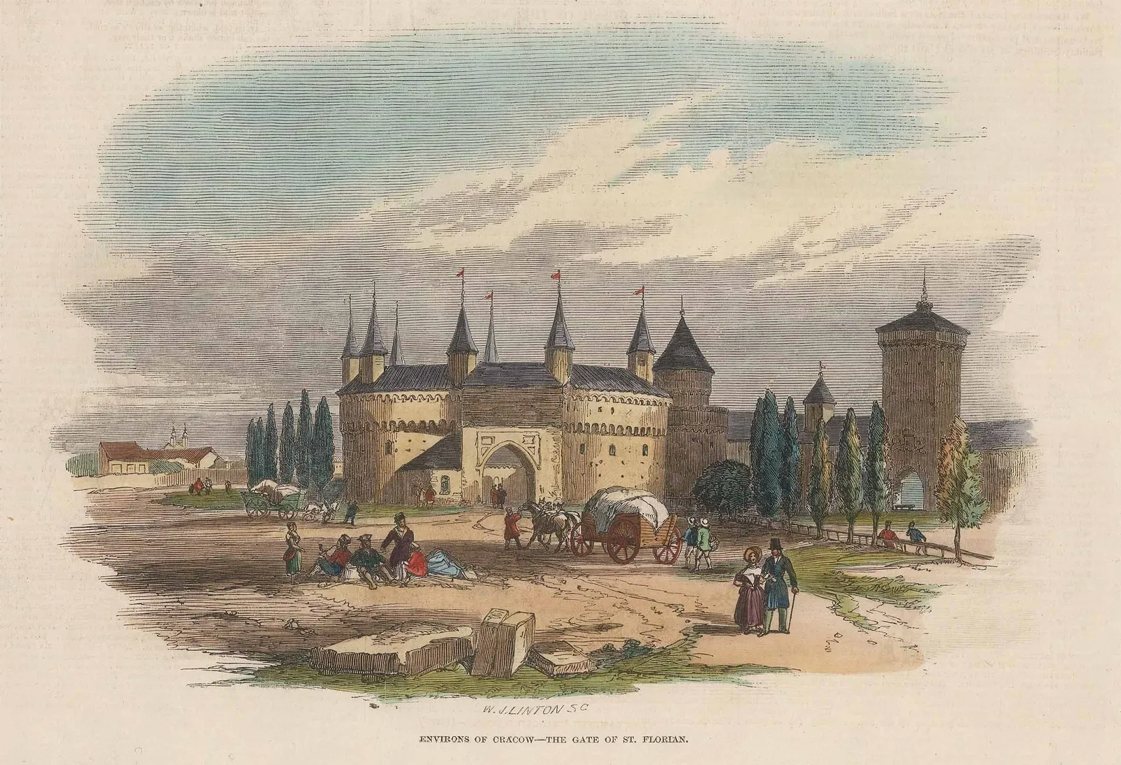 Illustrated London News (ILN), Poland - Krakow, Gate of St Florian, 1846