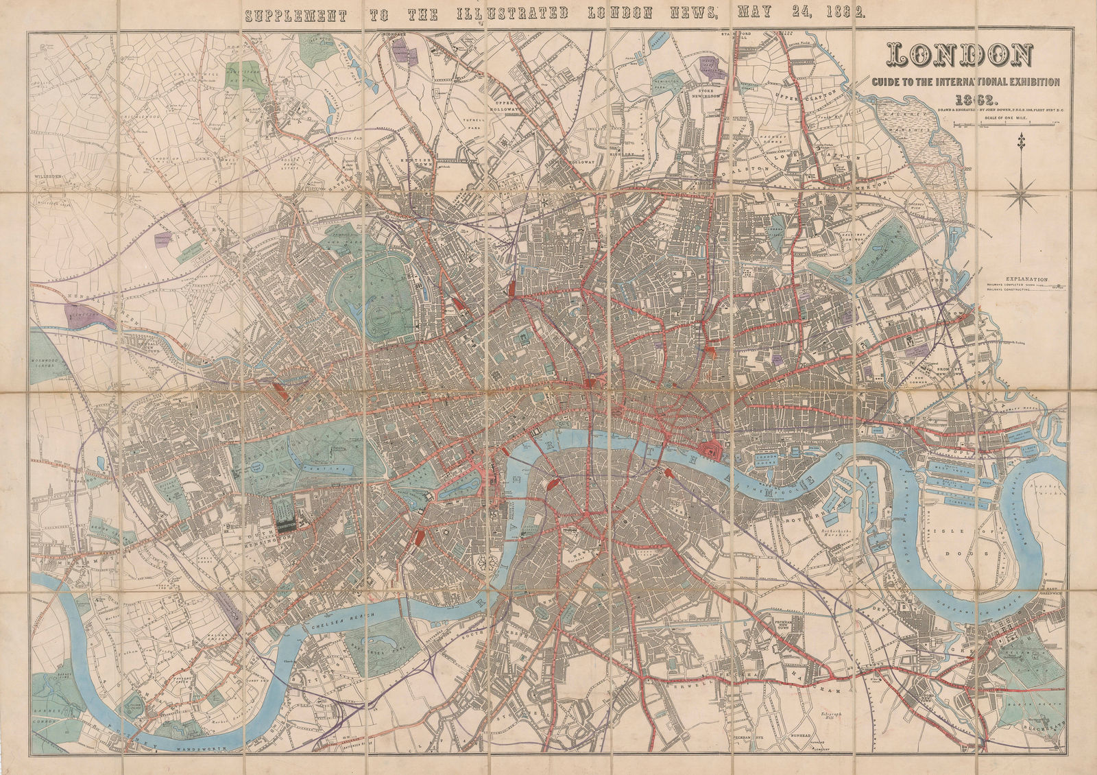 Illustrated London News (ILN), Map of London for the International Exhibition, 1862