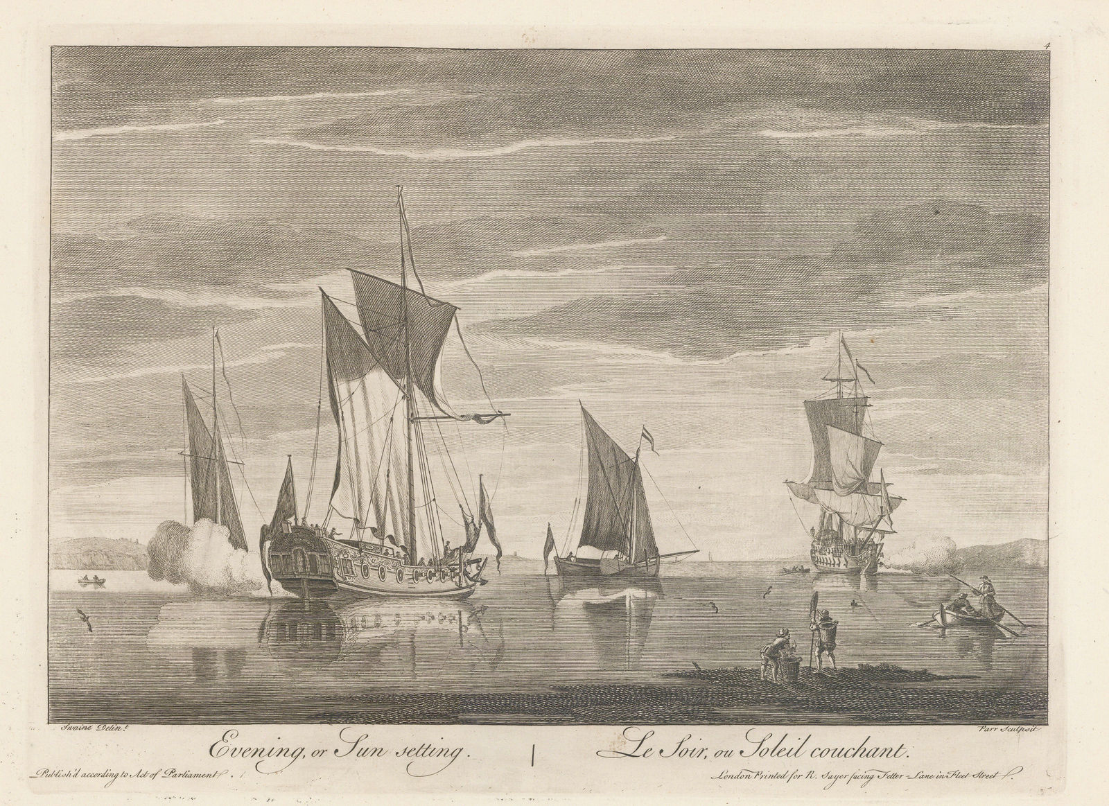 Robert Sayer, Ships - Evening, 1774