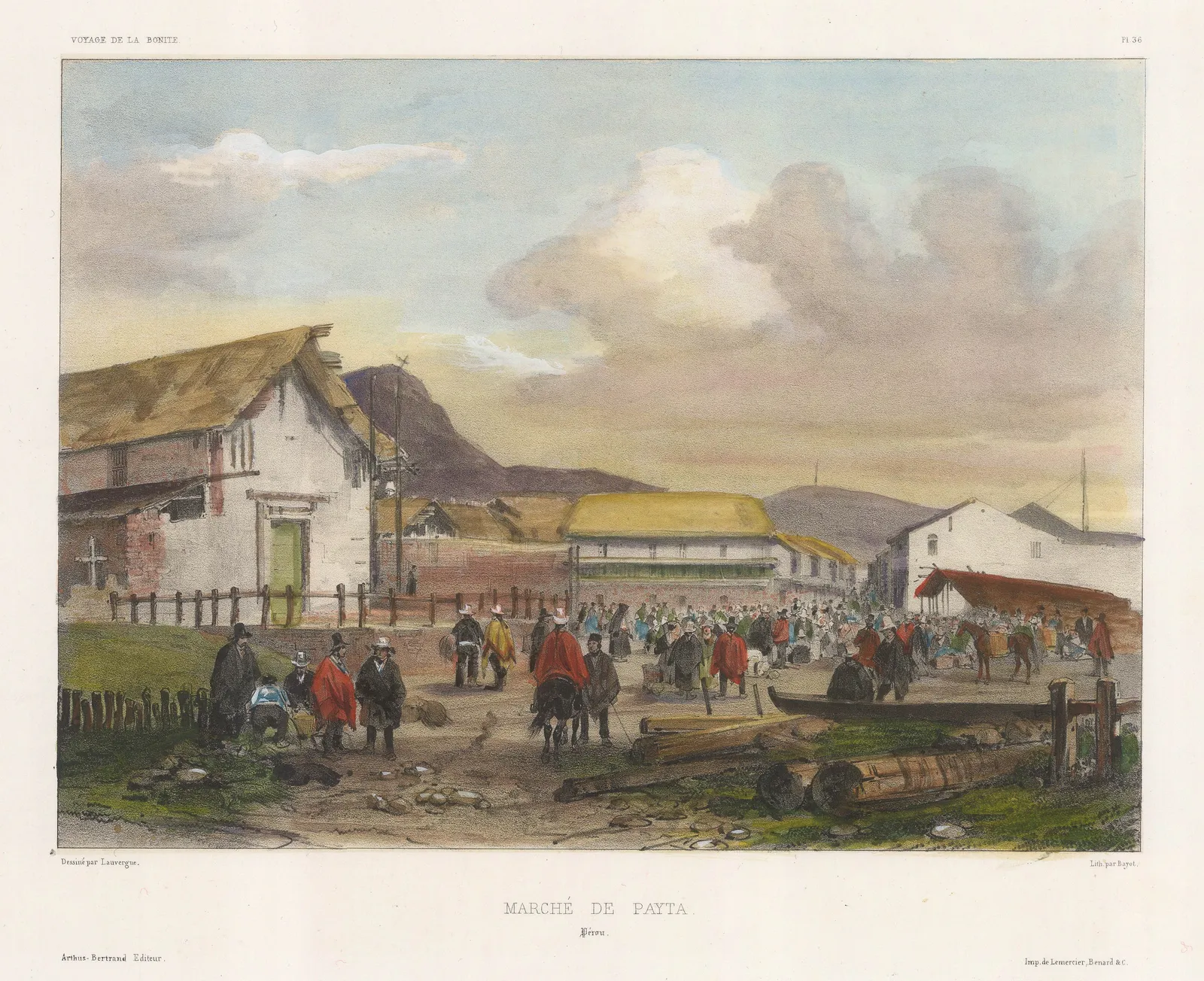 Auguste-Nicolas Vaillant, Peru - Paita, Marketplace, 1850 c.