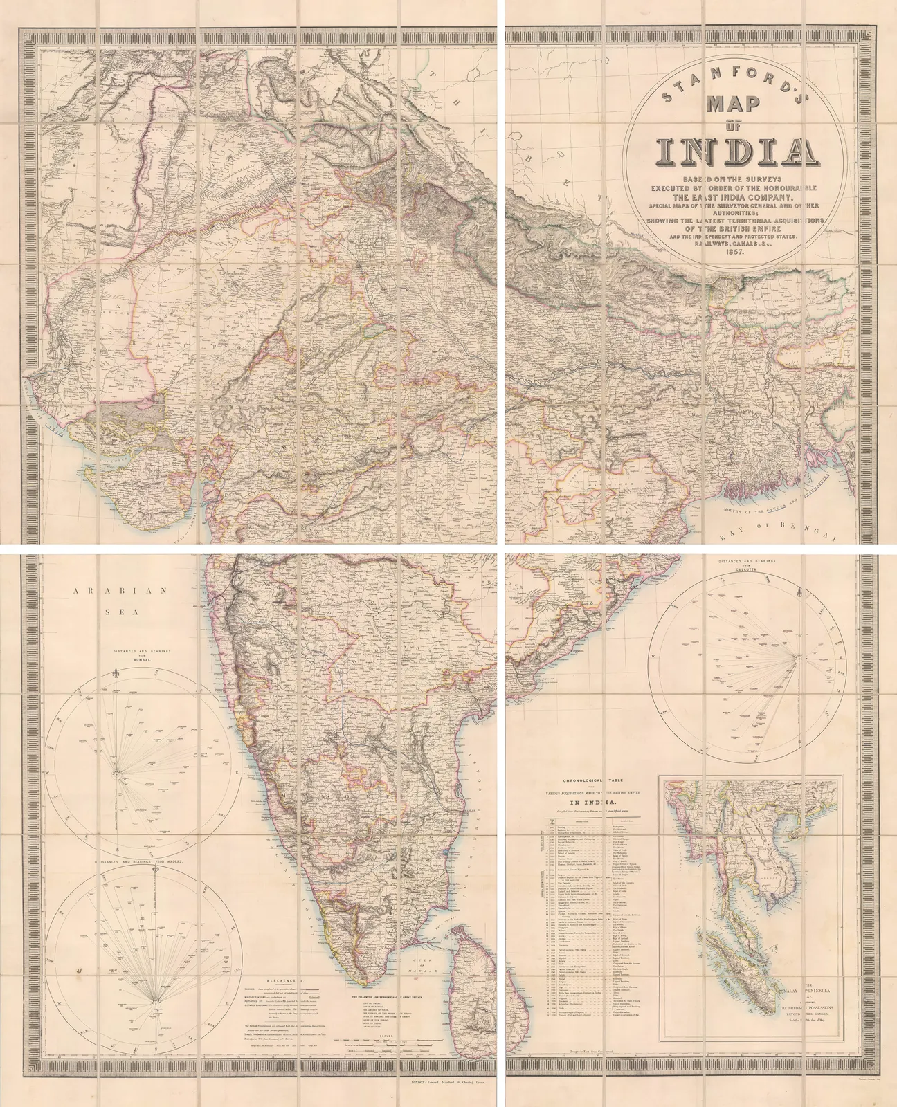 Edward Stanford, Stanford's Map of India, 1857