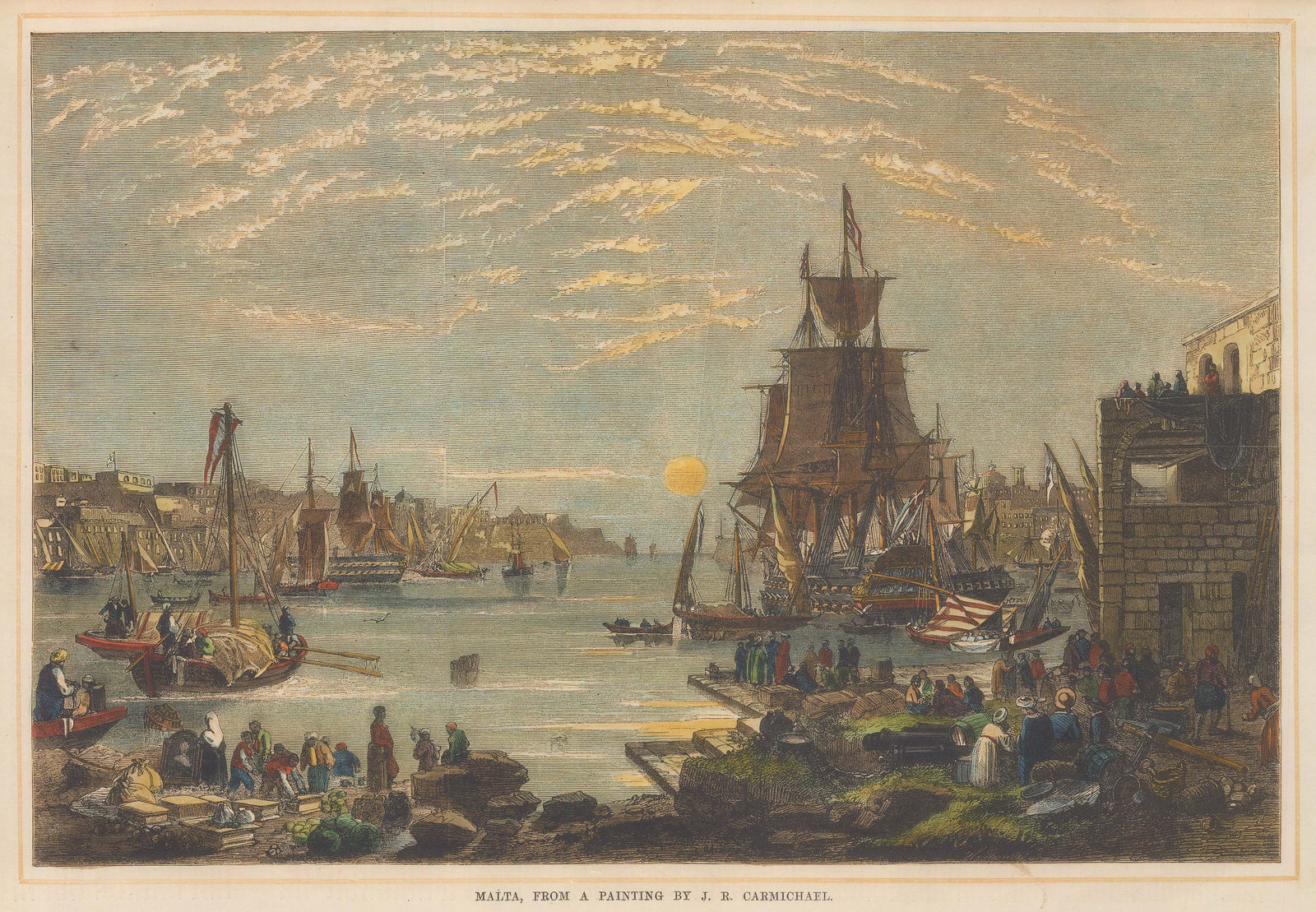 Illustrated London News (ILN), Malta - Valletta Grand Harbour, 1856