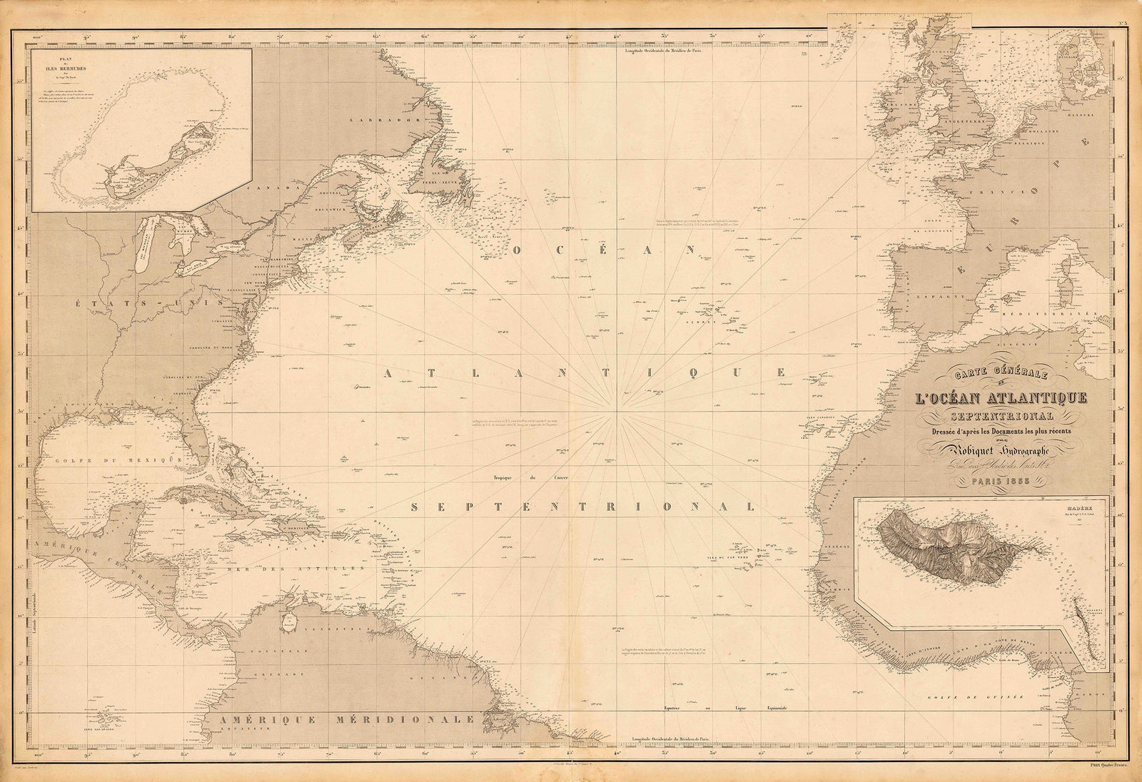 Aimé Robiquet, Chart of the North Atlantic Ocean, 1855