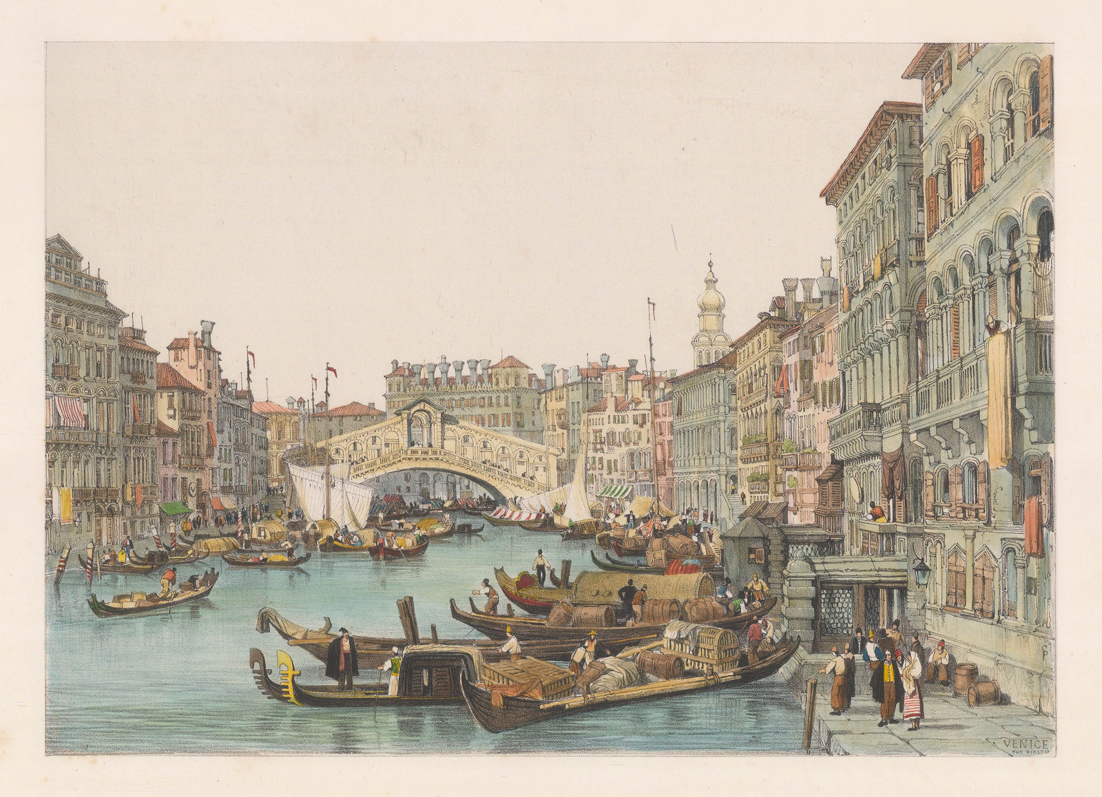 Samuel Prout, Italy - Venice, Rialto Bridge, 1850
