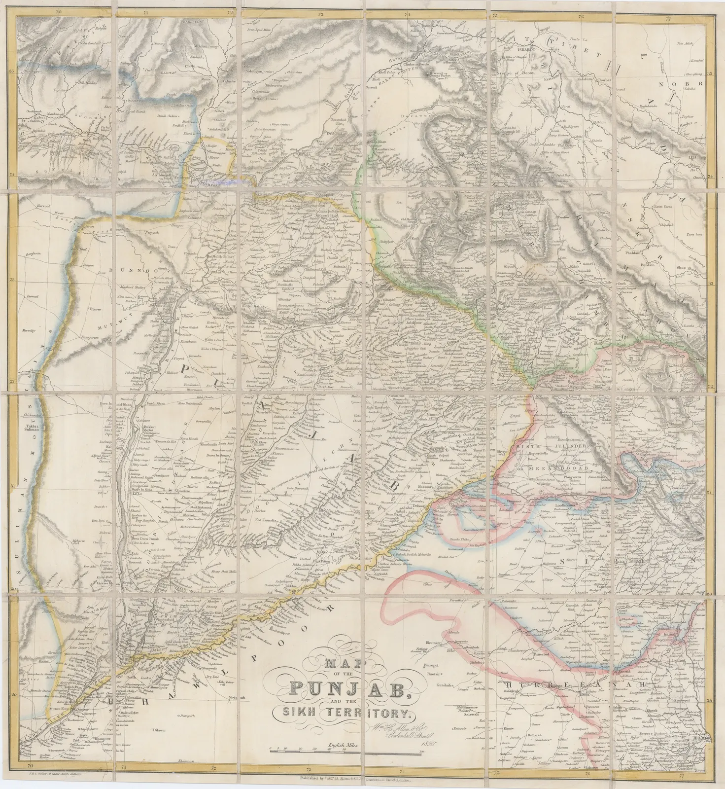 William Houghton Allen & Co., Map of the Punjab and the Sikh Territory, 1850