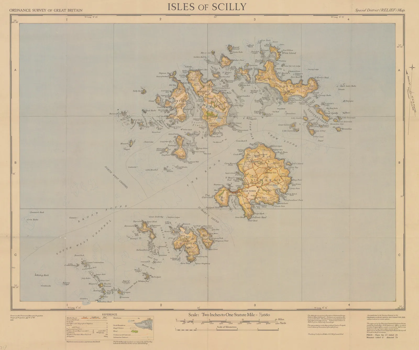 Ordnance Survey, Isles of Scilly, 1935 c.