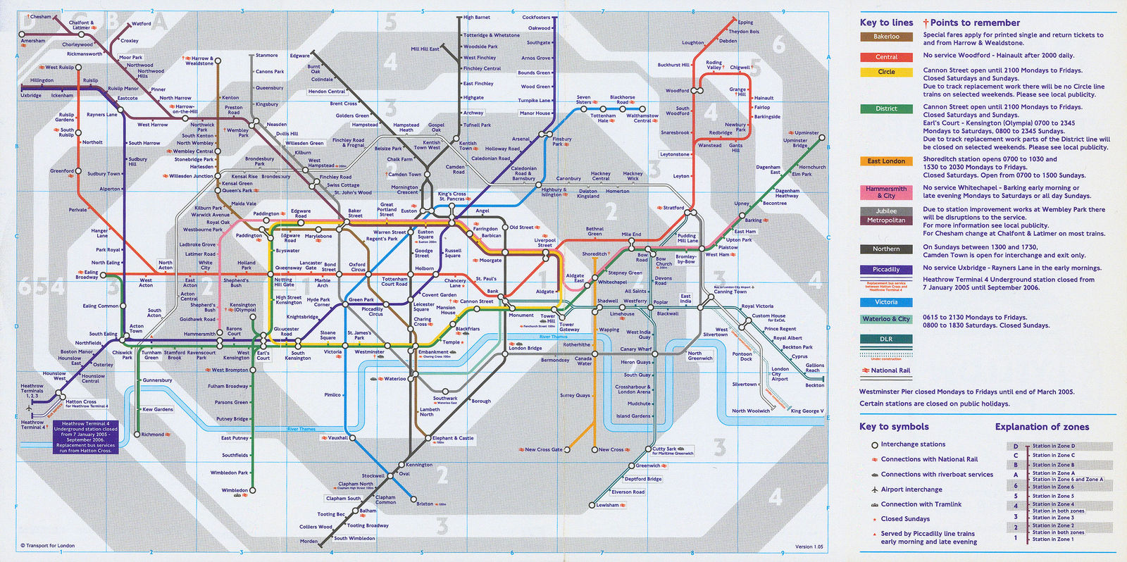 London Underground, London Underground Map, 2005