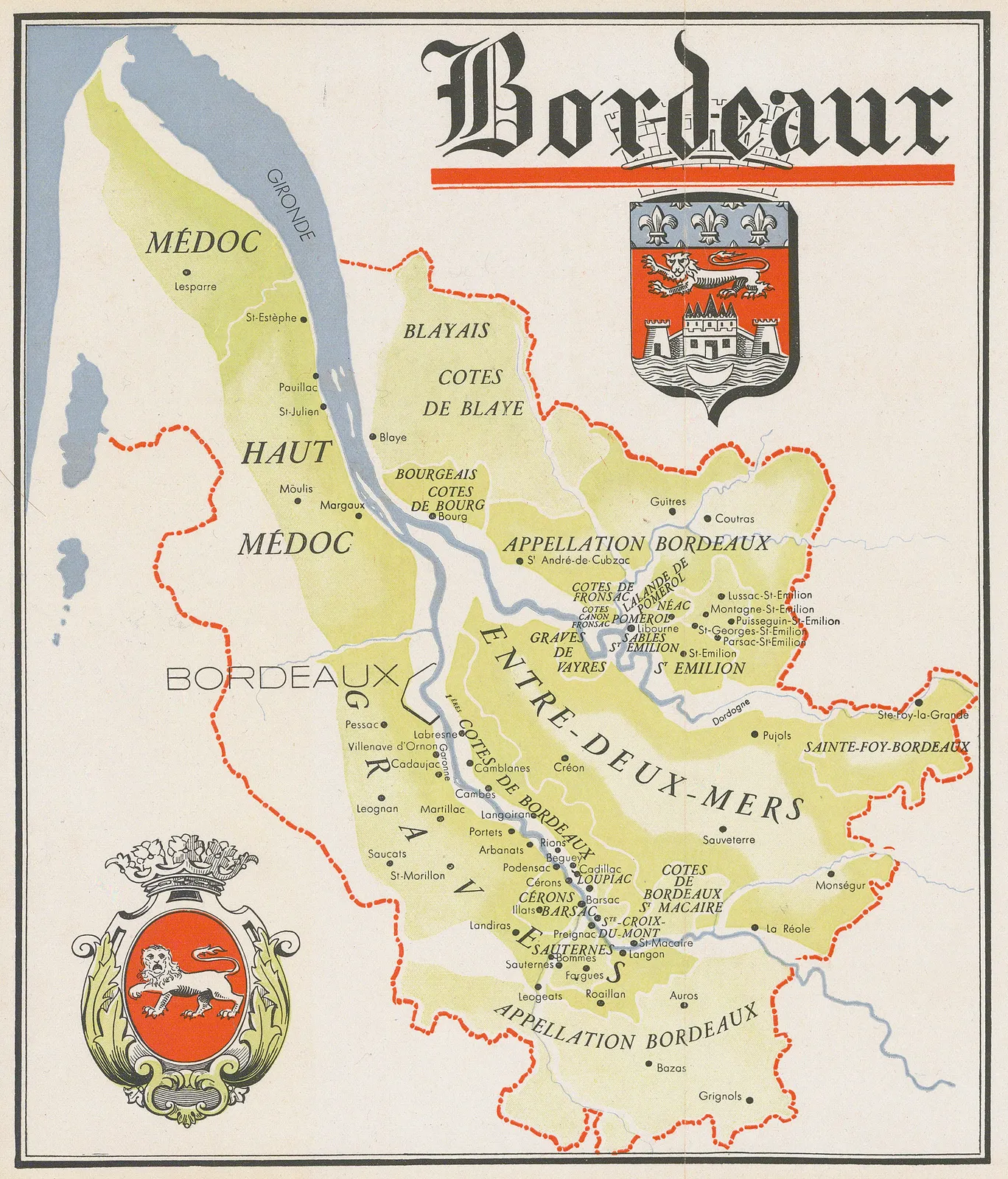 Walter Crotch, Bordeaux Wine Map, 1947