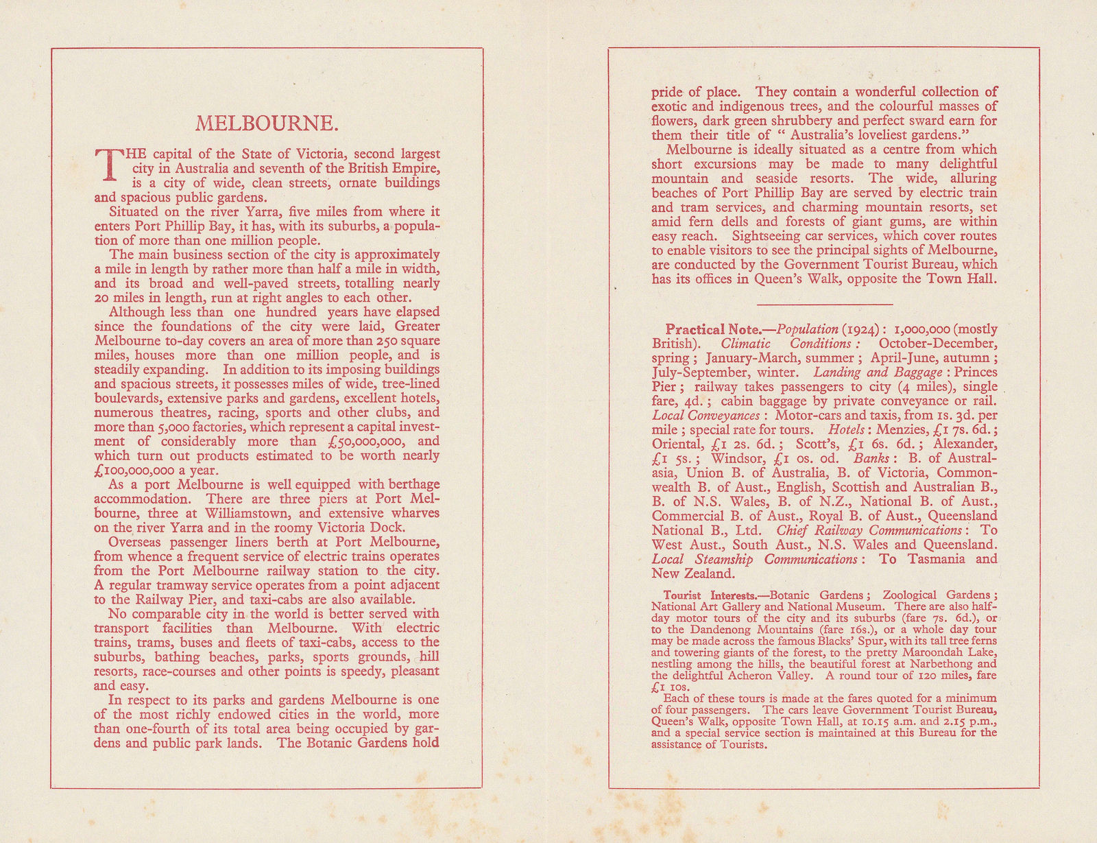 John Bartholomew & Son, Melbourne - P&O Ports Guide, 1925 (c.)