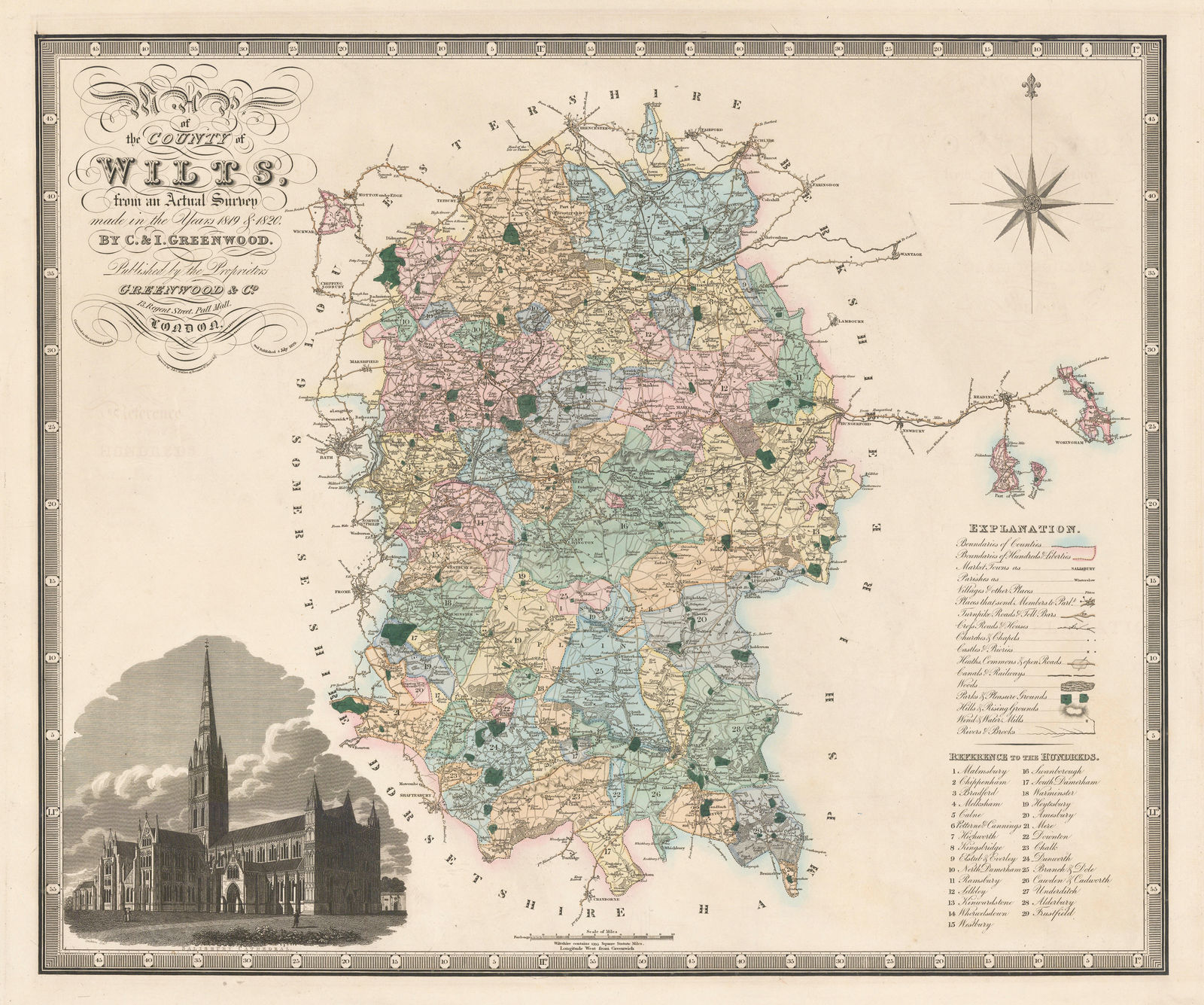 Christopher & John Greenwood, Map of the County of Wiltshire, 1829