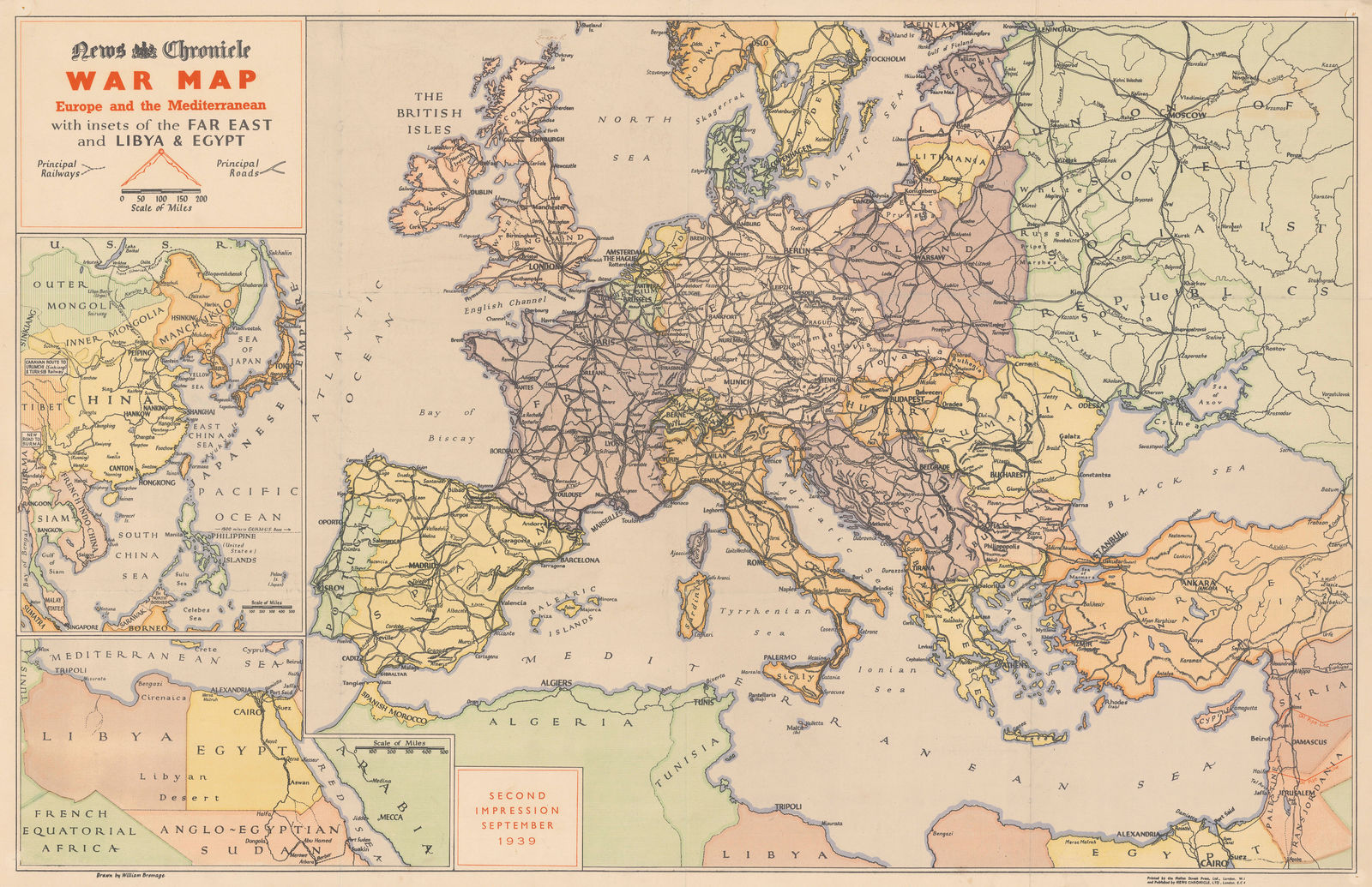 William Bromage, War Map of Europe and the Mediterranean, 1939