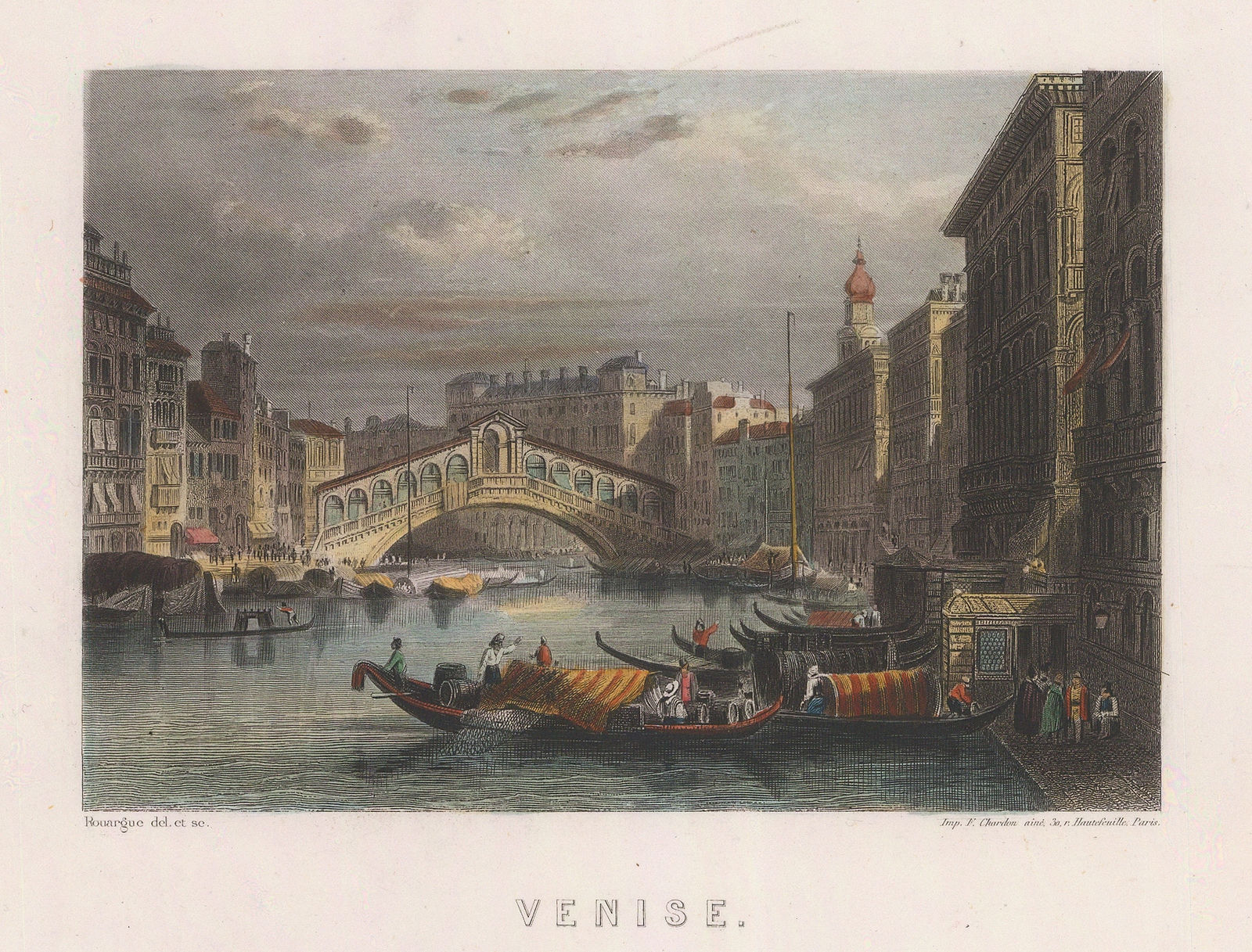 Conrad Malte-Brun, Italy - Venice, Rialto Bridge, Venice, 1855