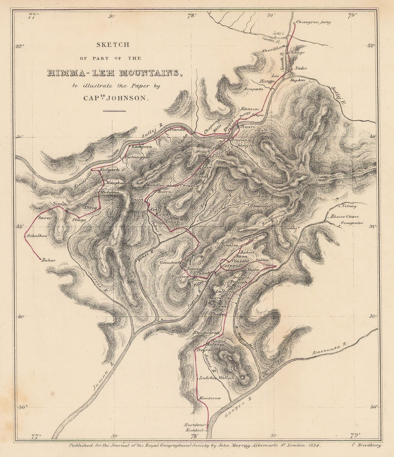 Royal Geographical Society (RGS), Sketch of Part of the Himma-Leh Mountains, 1834
