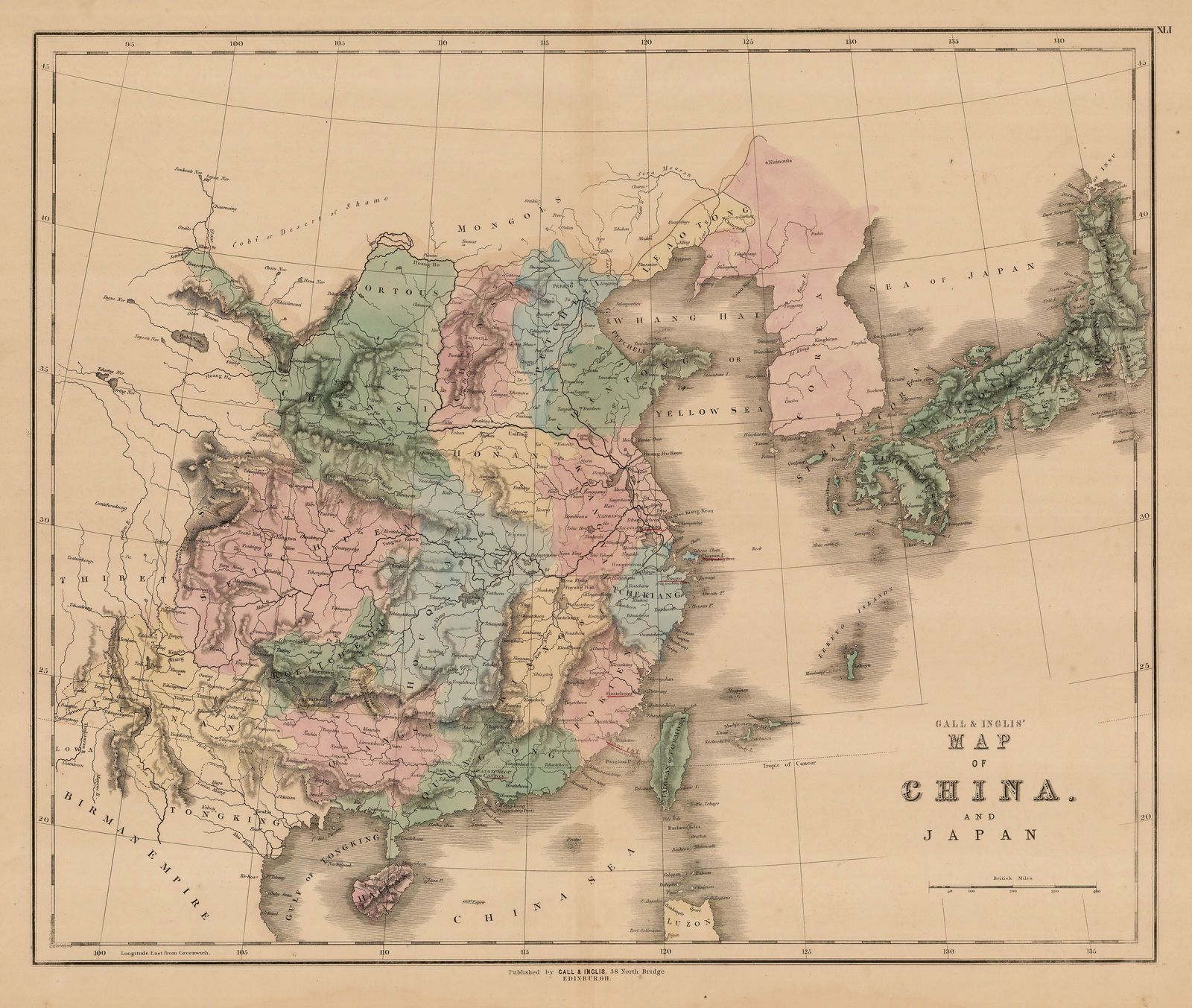 Gall & Inglis, Map of China and Japan, 1850 c.