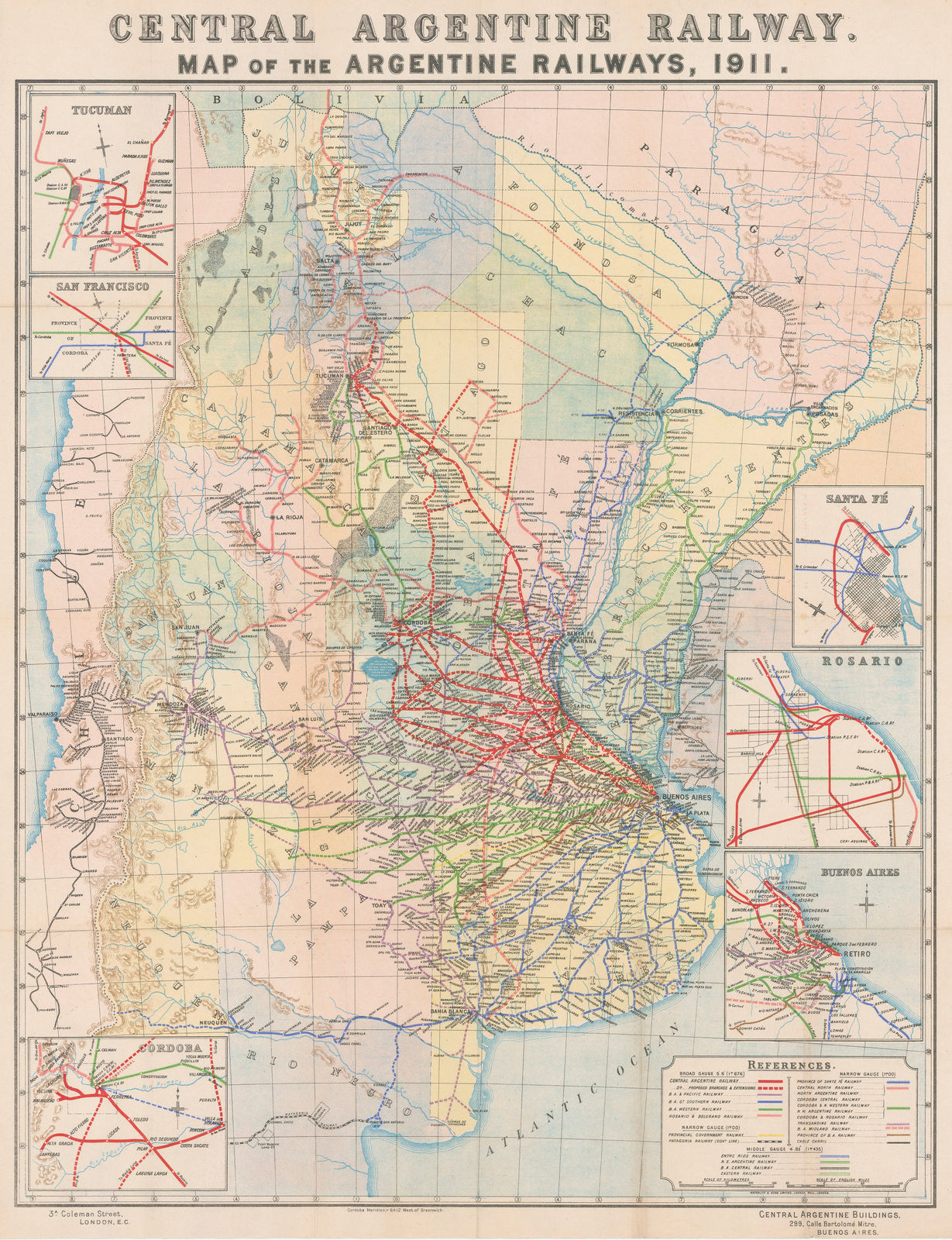 Central Argentine Railways, Map of the Argentine Railways, 1911