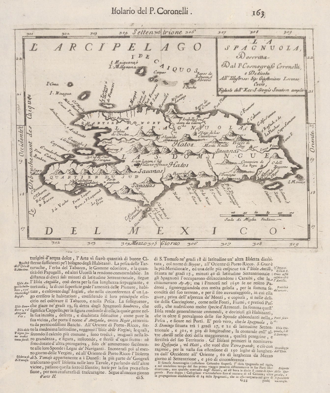 Vincenzo Coronelli, Hispaniola or Haiti & the Dominican Republic, 1696