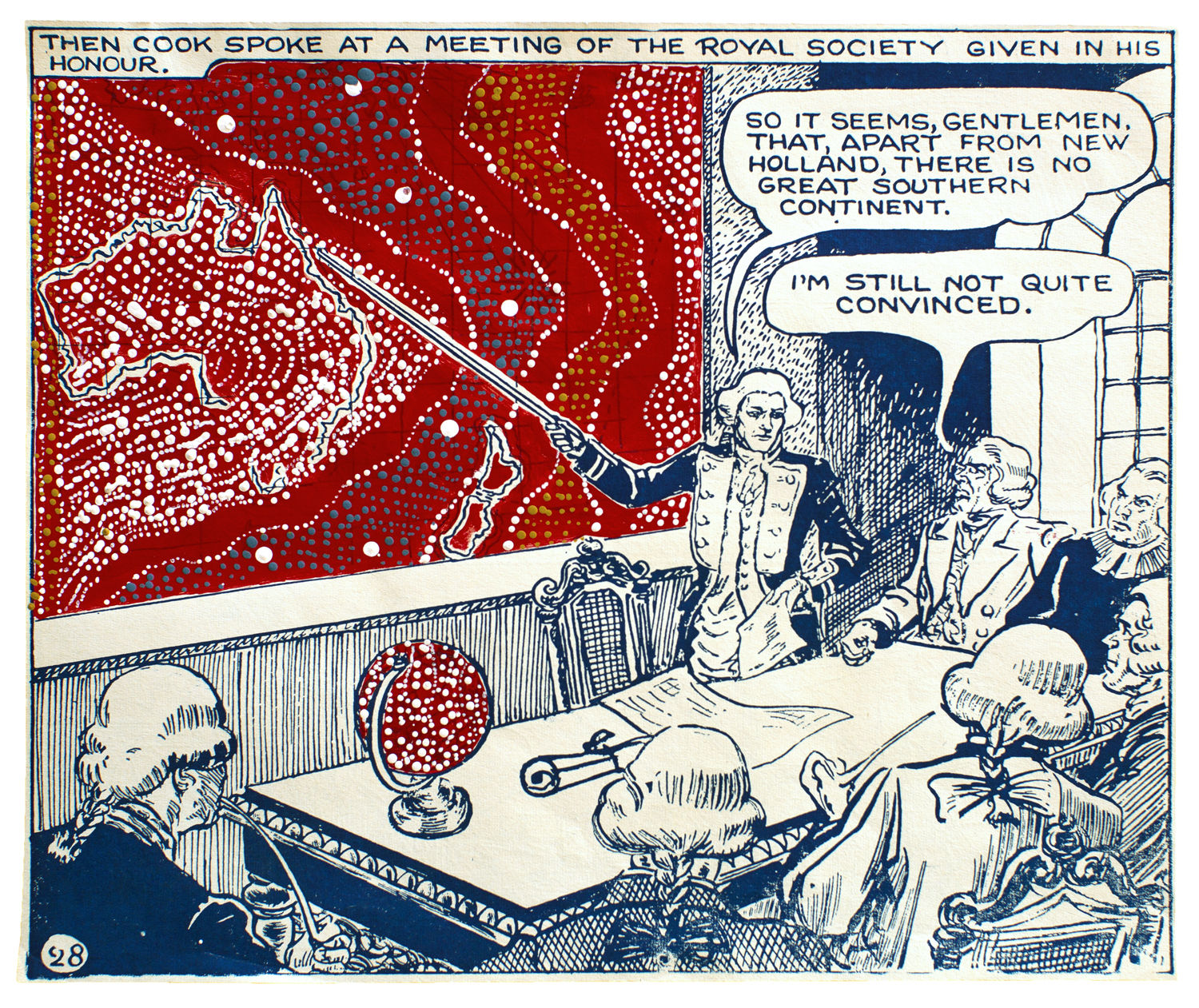 Patrick Waterhouse, Captain Cook speaking at The Royal Society. Australian Children’s Pictorial Social Studies, 1958 / Revised with Julie Nangala Robertson, 2014 - 2018