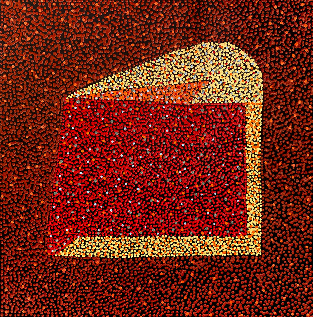 Anwekety (Bush Plum) by Magdeline Payne Nungala, 2024, acrylic on linen, 30 x 30 cm