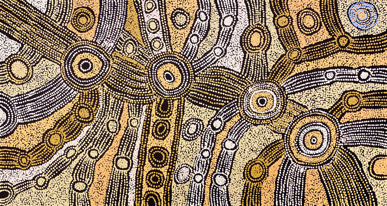 Minyma Malilu by Clarise Tunkin, 2024, acrylic on linen, 60 x 114 cm