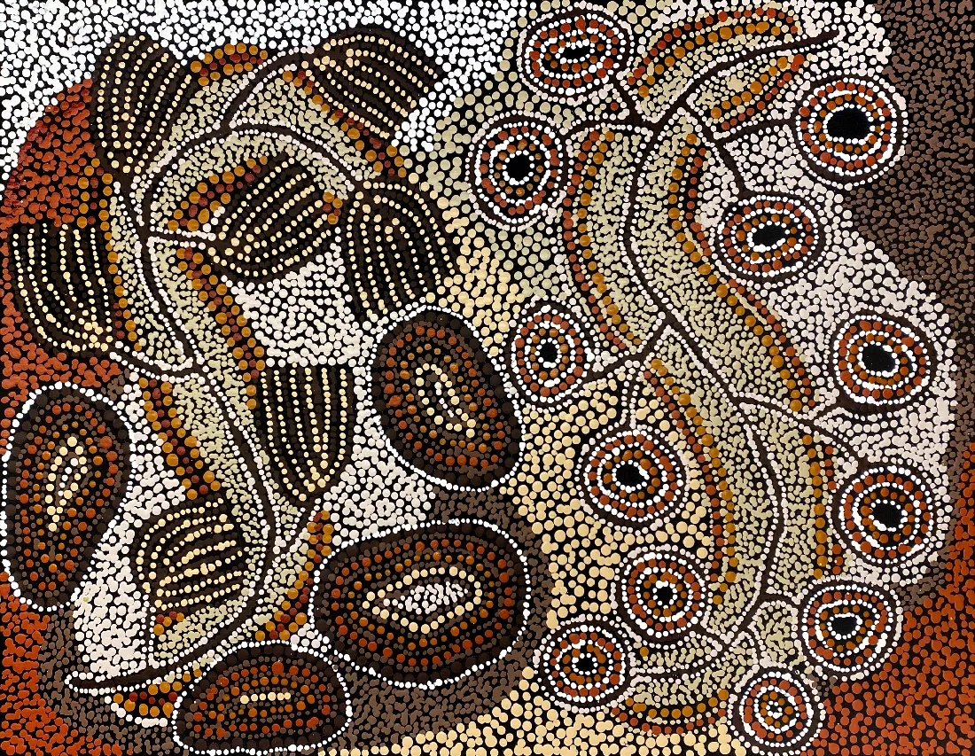 Wangunu (Bush Damper Seed) and Ili (Wild Fig) by Alison Munti Riley, 2026