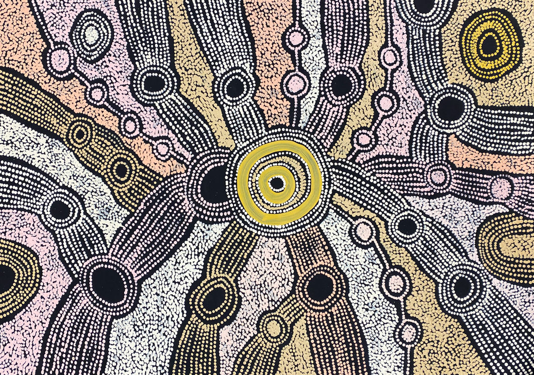 Minyma Malilu by Clarise Tunkin, 2022, acrylic on linen, 60 x 90 cm