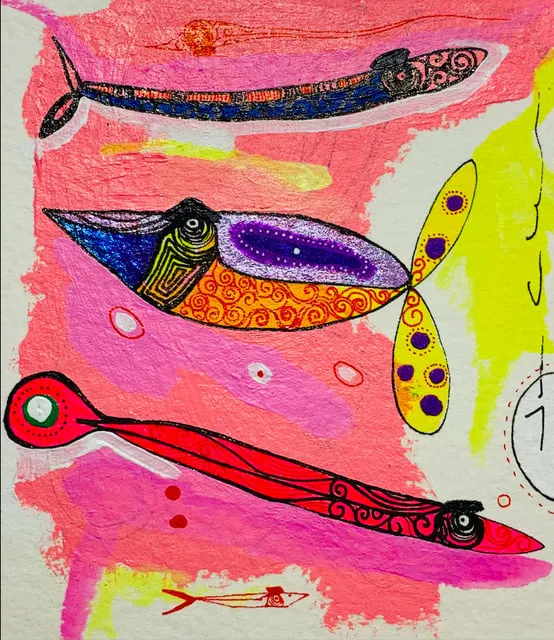 Juan Carlos Vazquez Lima, Three Fishes in Pink, 2020