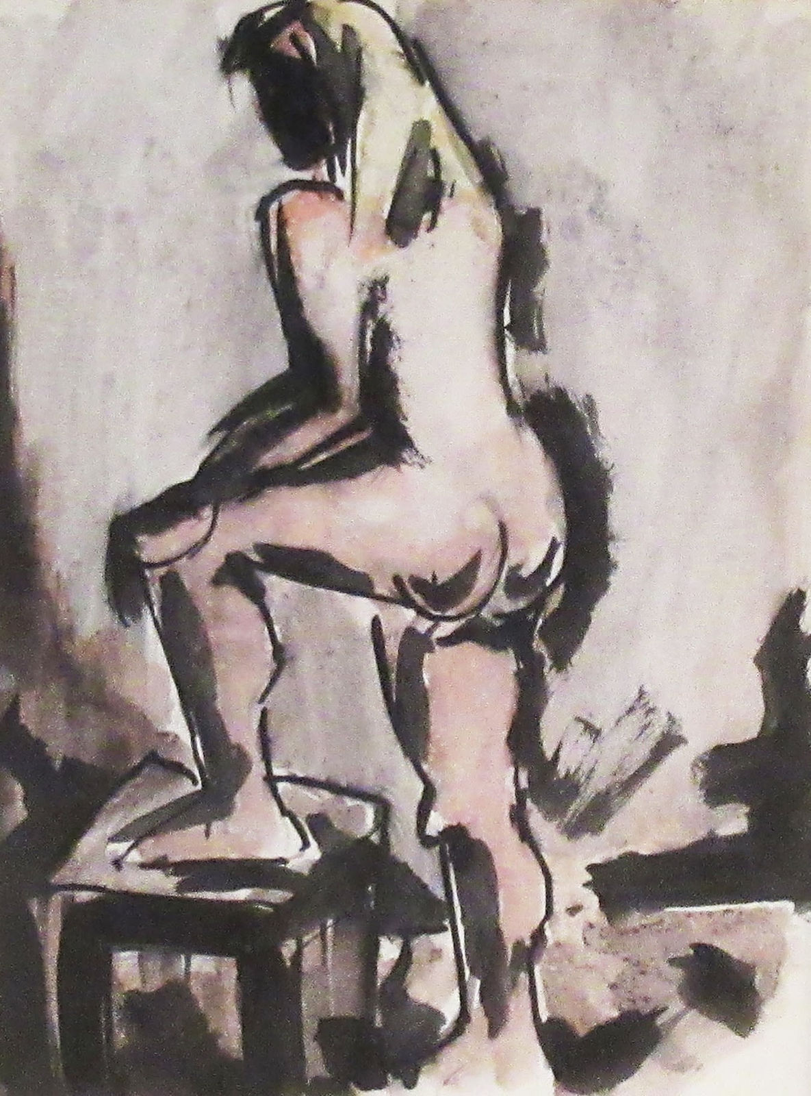 Josef Herman OBE RA, Nude with Foot on Stool
