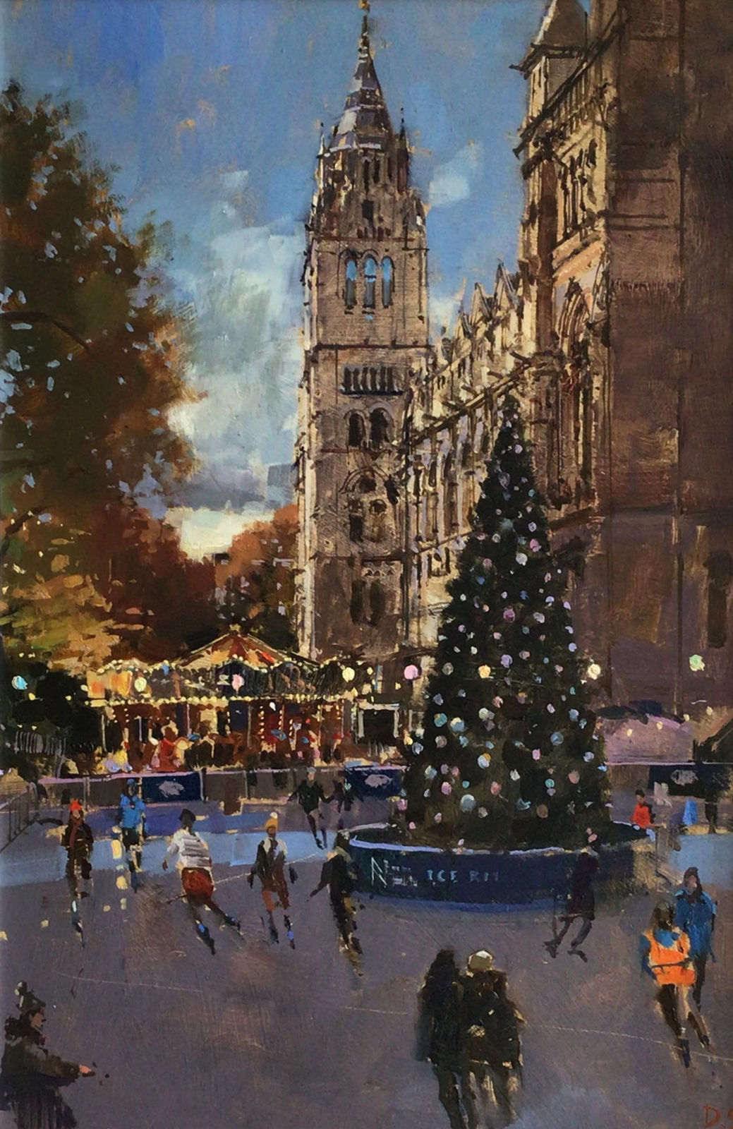 David Sawyer RBA, Ice Rink and Carousel, Christmas at the Natural History Museum