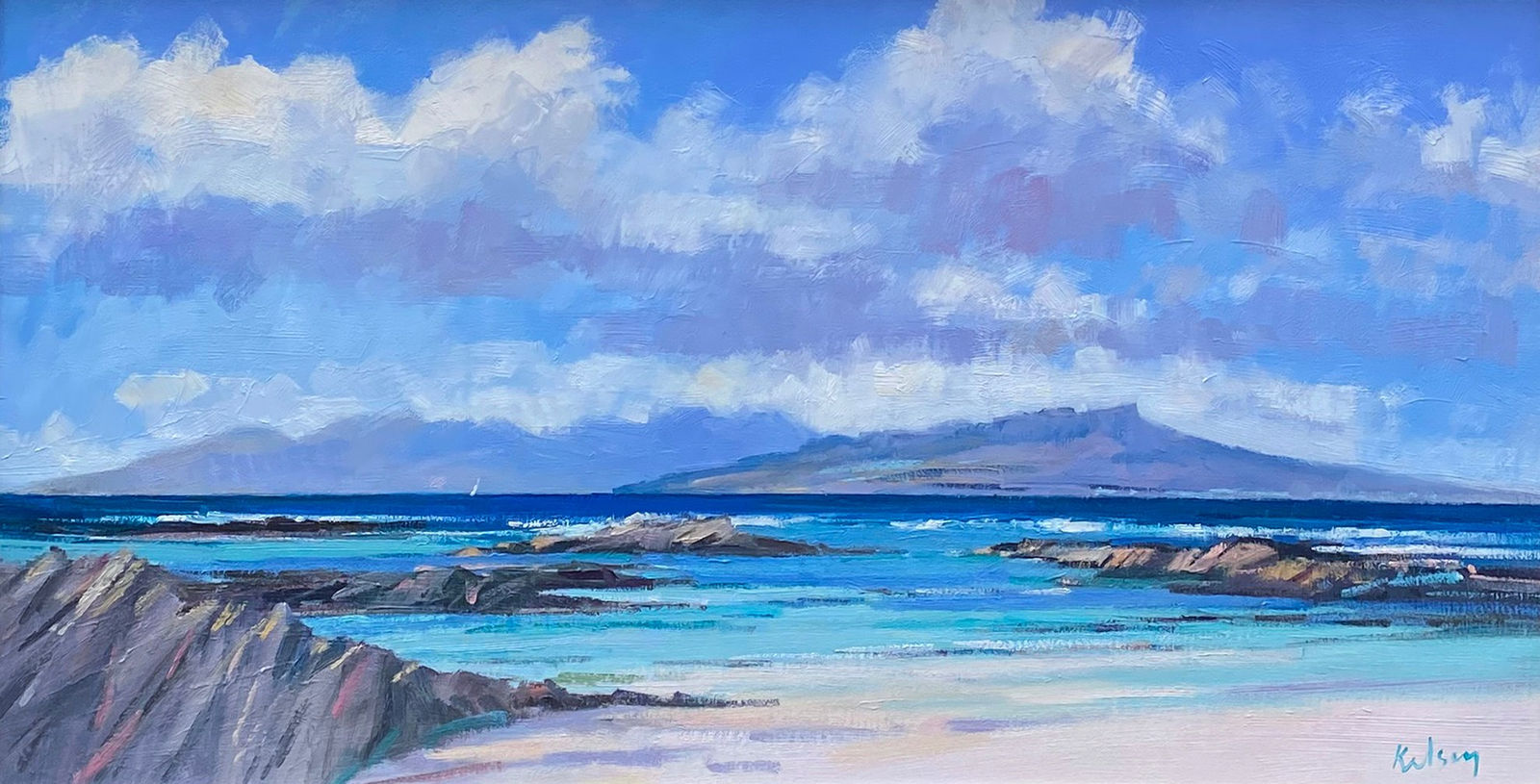 Robert Kelsey DA MUniv PAI FRSA, Rum and Eigg from Ardnamurchan