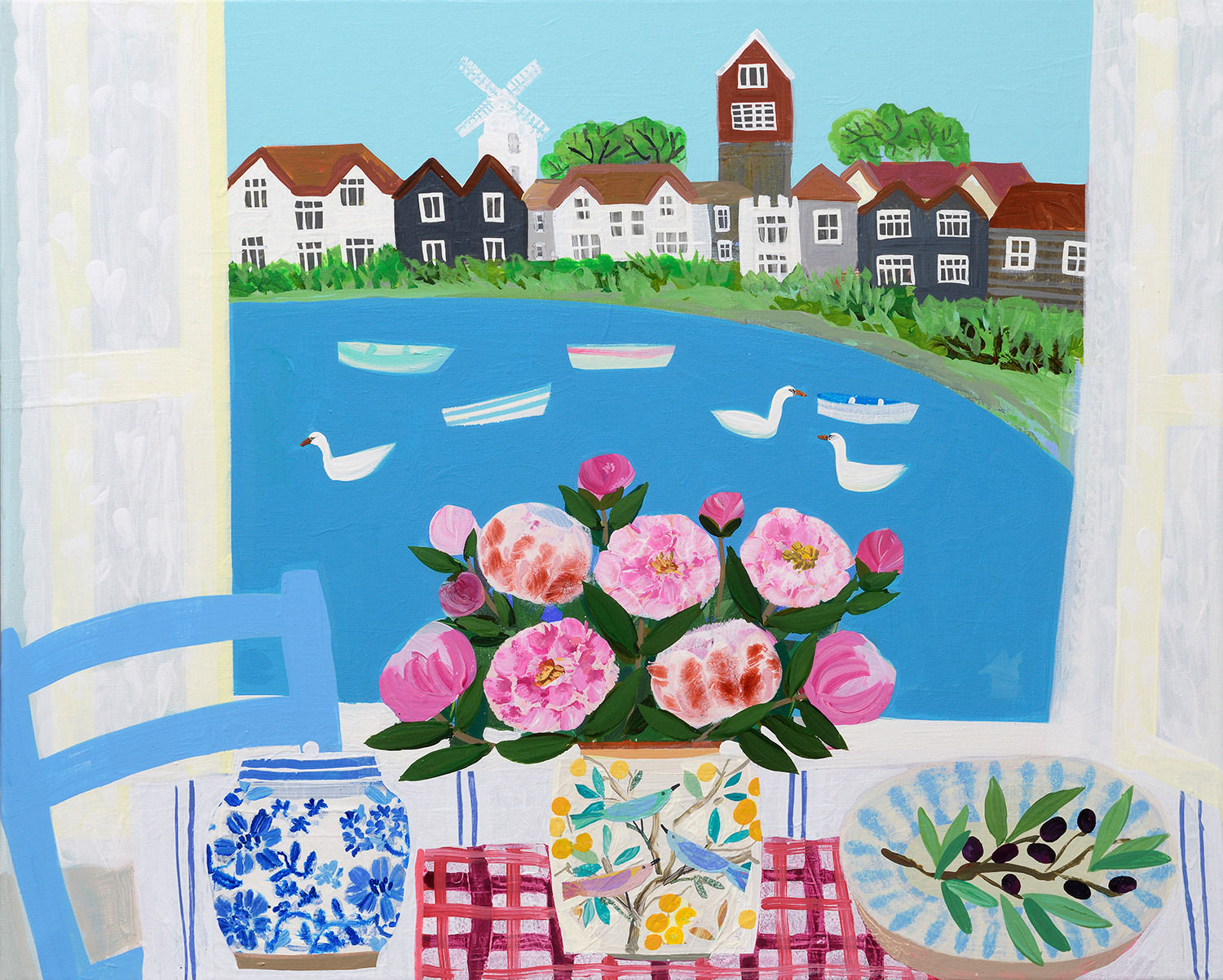 Emma Williams, Peonies in the Bird Pot, Thorpeness