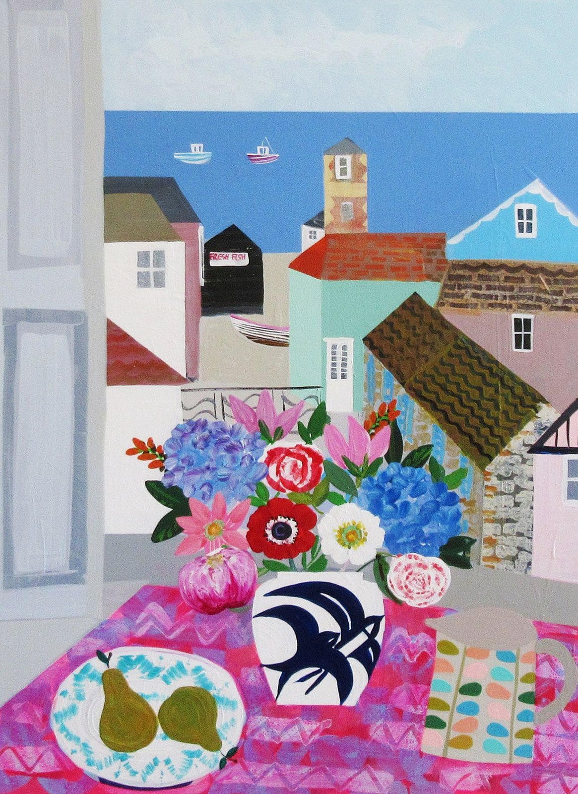 Emma Williams, Mixed Flowers in Penn Baylon Pot, Aldeburgh