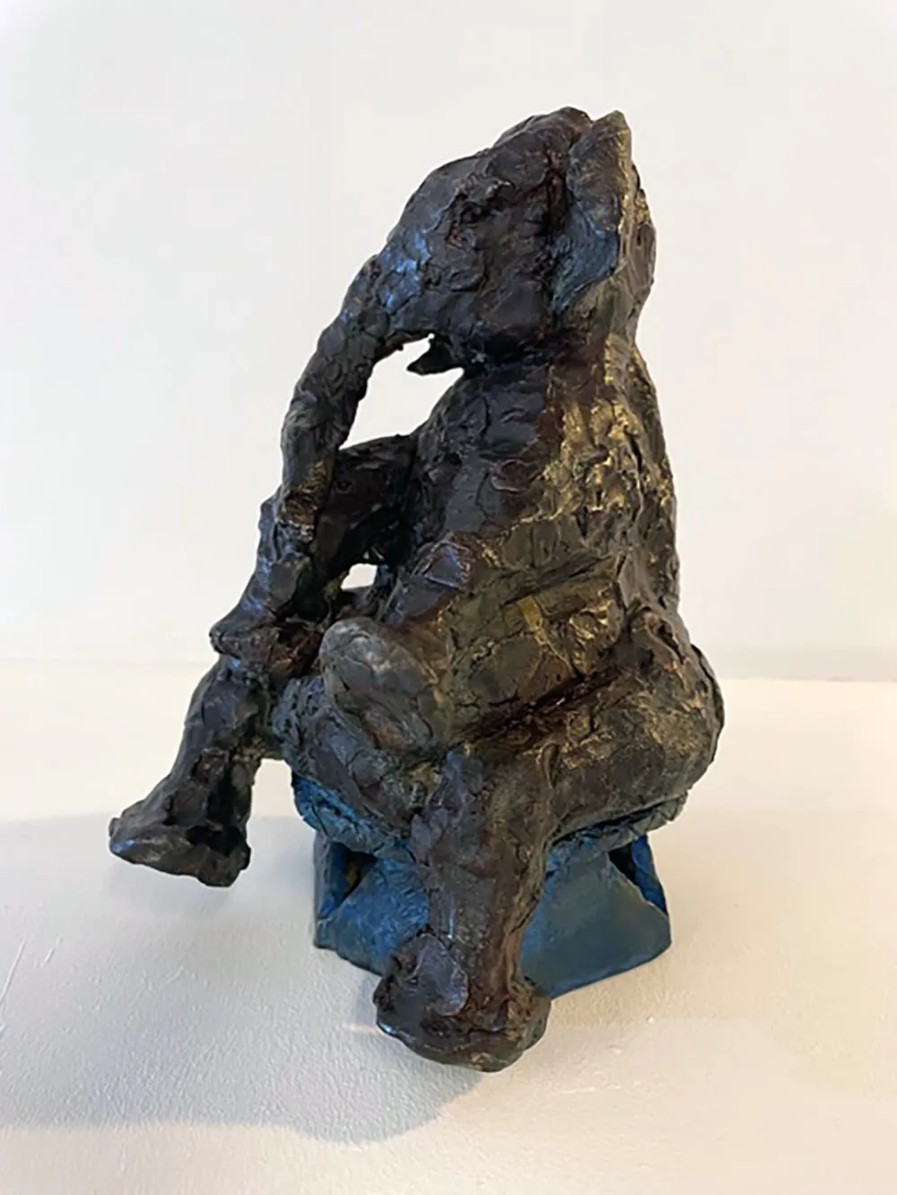 Jim Unsworth, Seated Elephant on a Blue Podium, unique