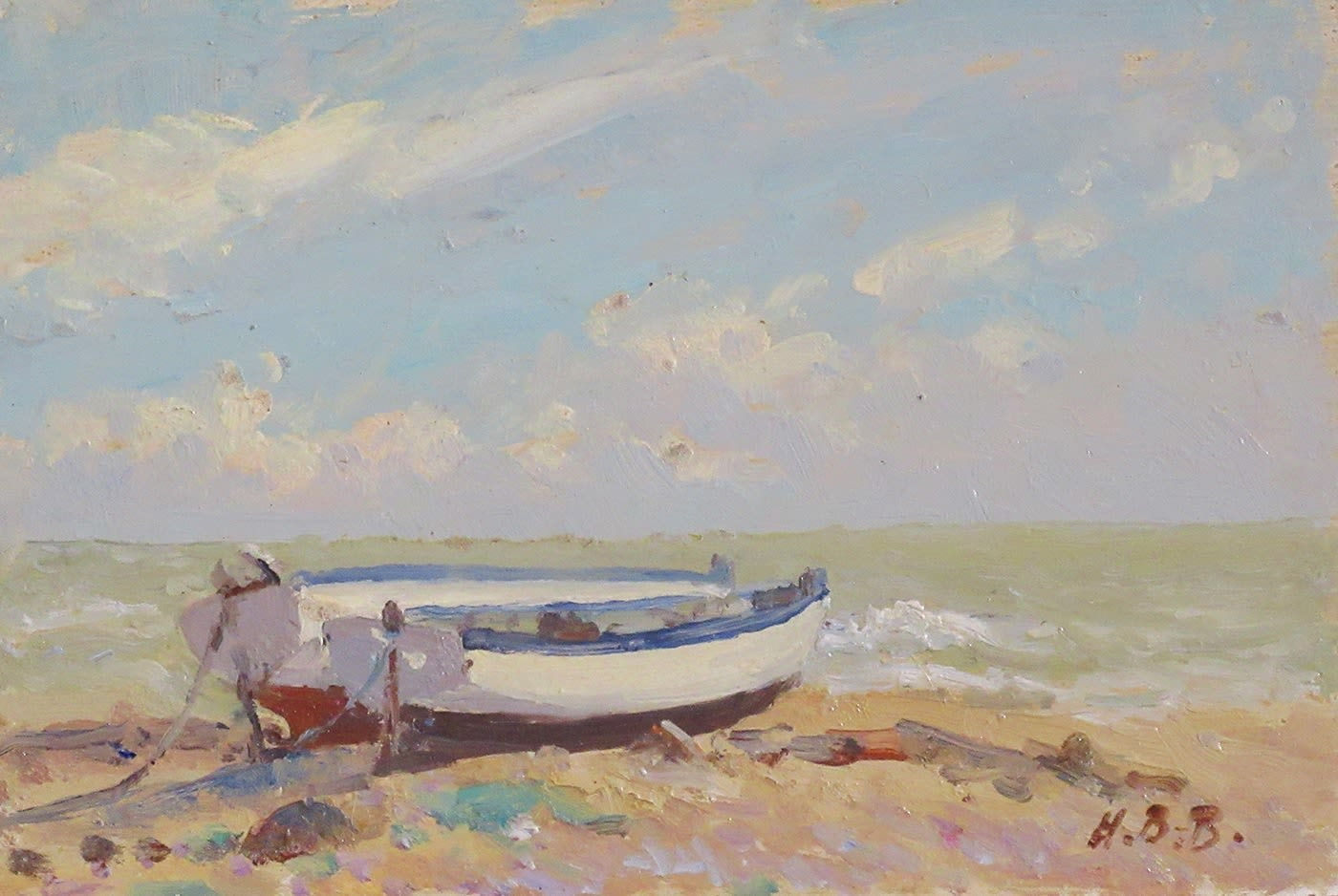 Hugh Boycott Brown RSMA, Beach Scene, Aldeburgh , 1986