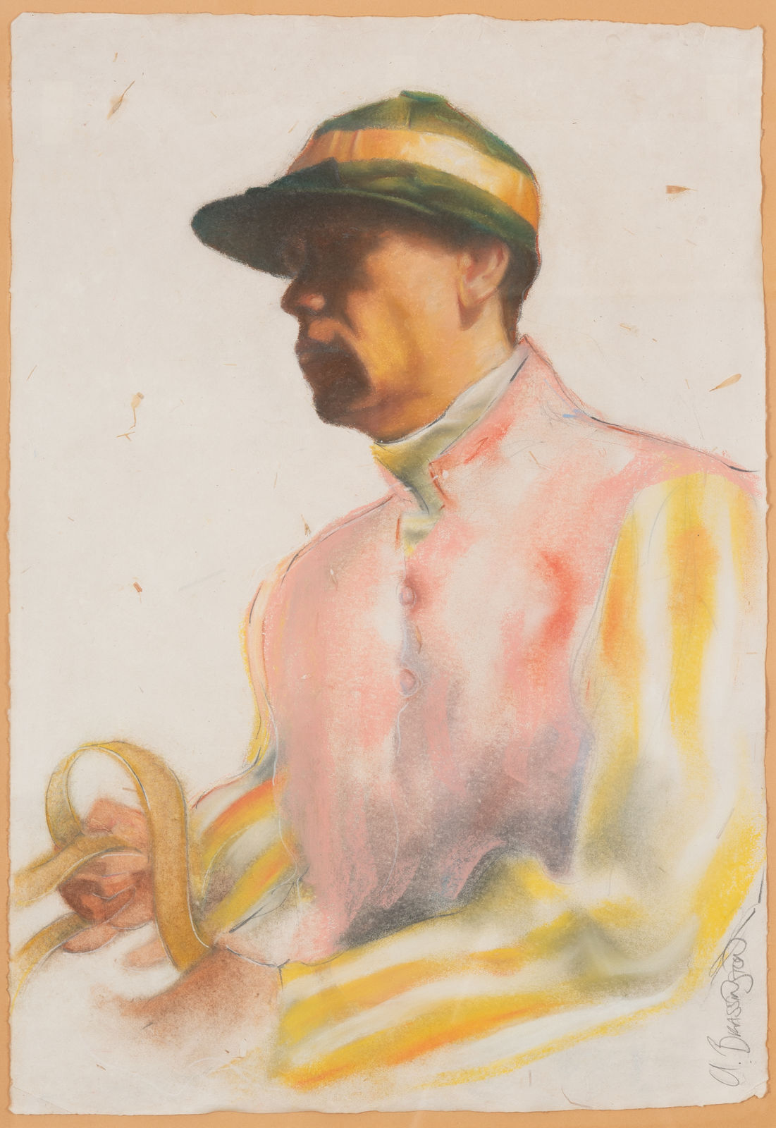 Alan Brassington, Jockey in Yellow and Pink Silks