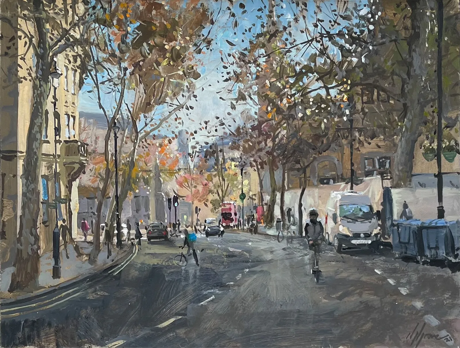 Nick Grove RSMA, Down Charing Cross Road, Autumn Light