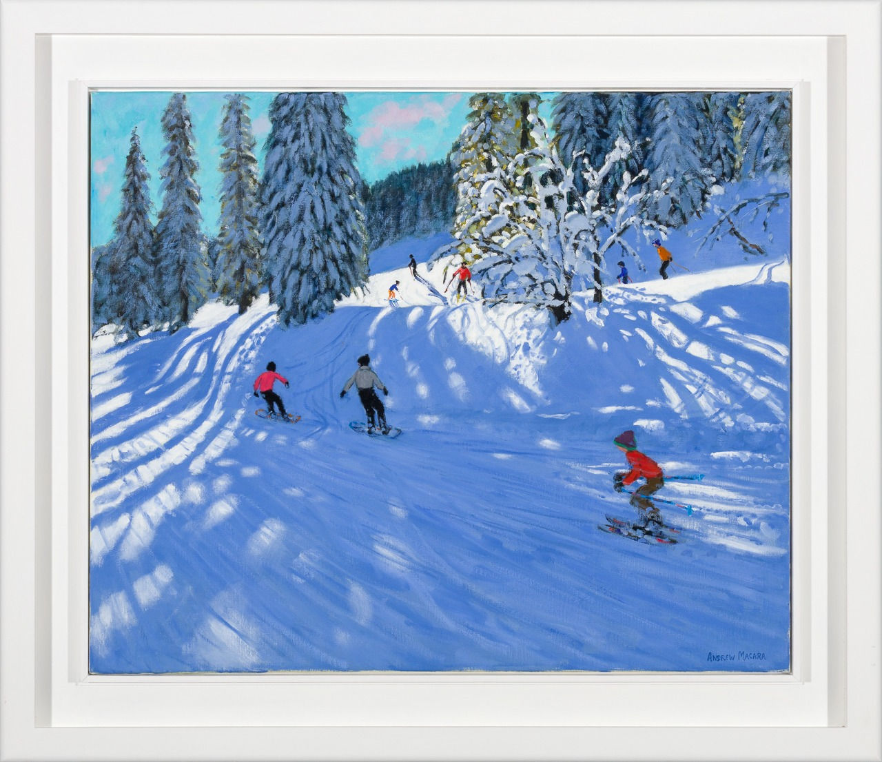 Andrew Macara RBA NEAC, Snowboarders and Skiers, Morzine, France