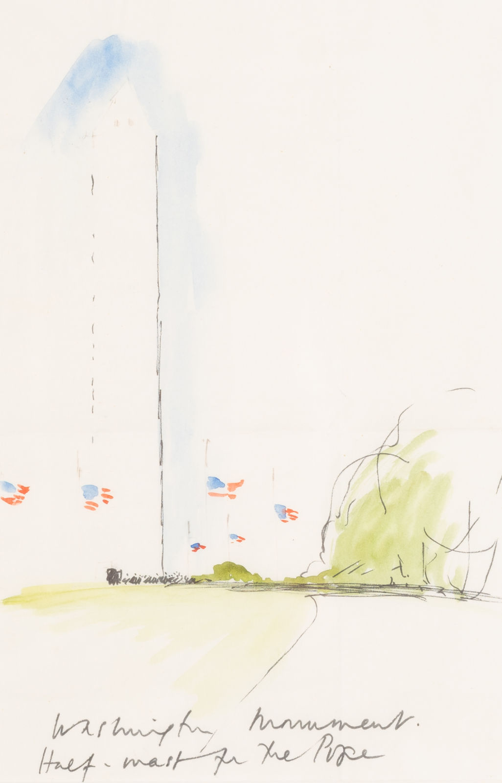 Sir Hugh Casson CH KCVO PPRA, Washington Monument, Half Mast for the Pope