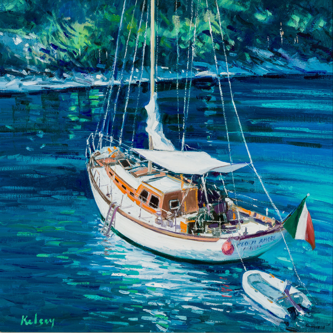 Robert Kelsey DA MUniv PAI FRSA, Yacht Morning, Portofino