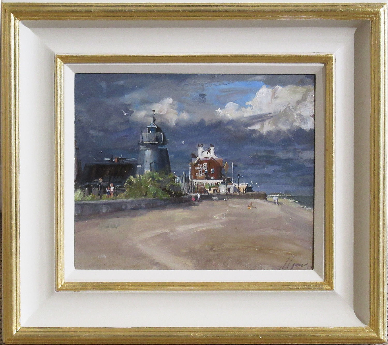 Nick Grove RSMA, Aldeburgh from the Sea, Evening Sun