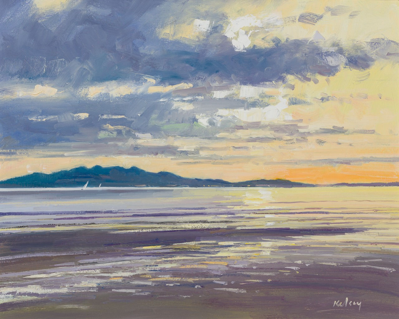 Robert Kelsey DA MUniv PAI FRSA, View to Arran from Ardrossan