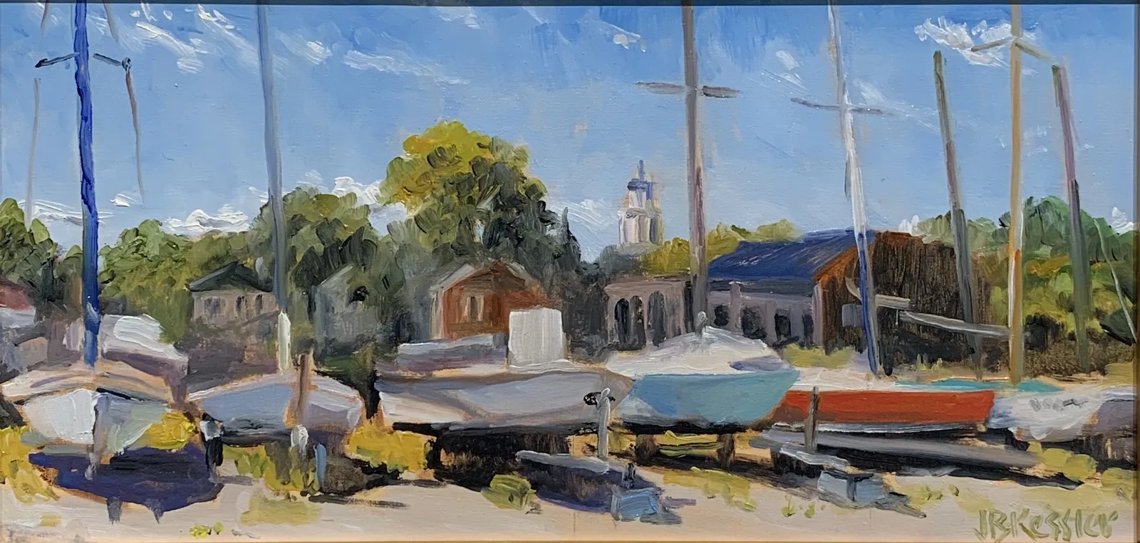John Kessler, Yacht Club Lineup , Newburyport, 15.5x11.6